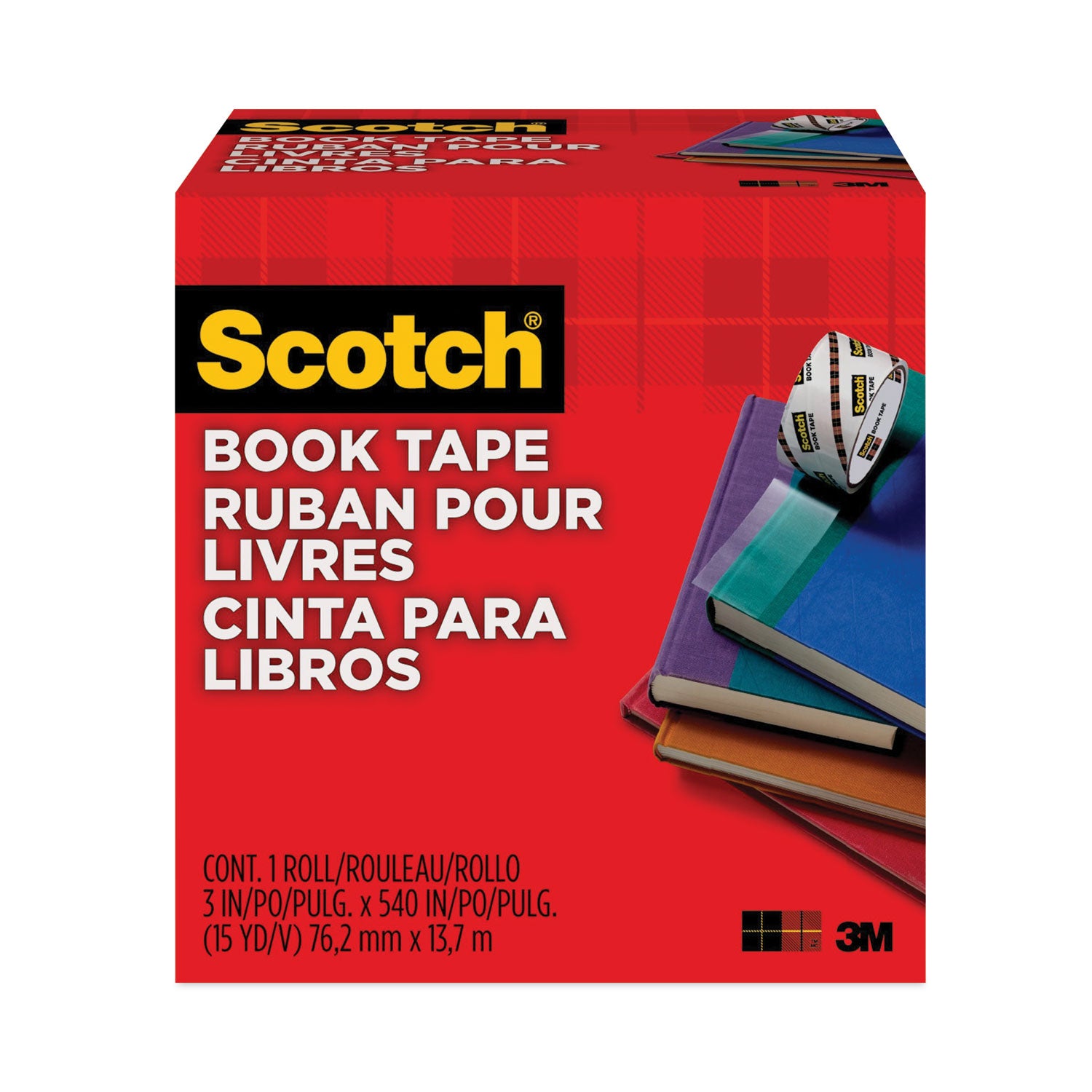 Scotch Book Tape - 15 yd Length x 3" Width - 3" Core - Clear - Acrylic - Crack Resistant - For Repairing, Reinforcing, Protecting, Covering - 1 Roll