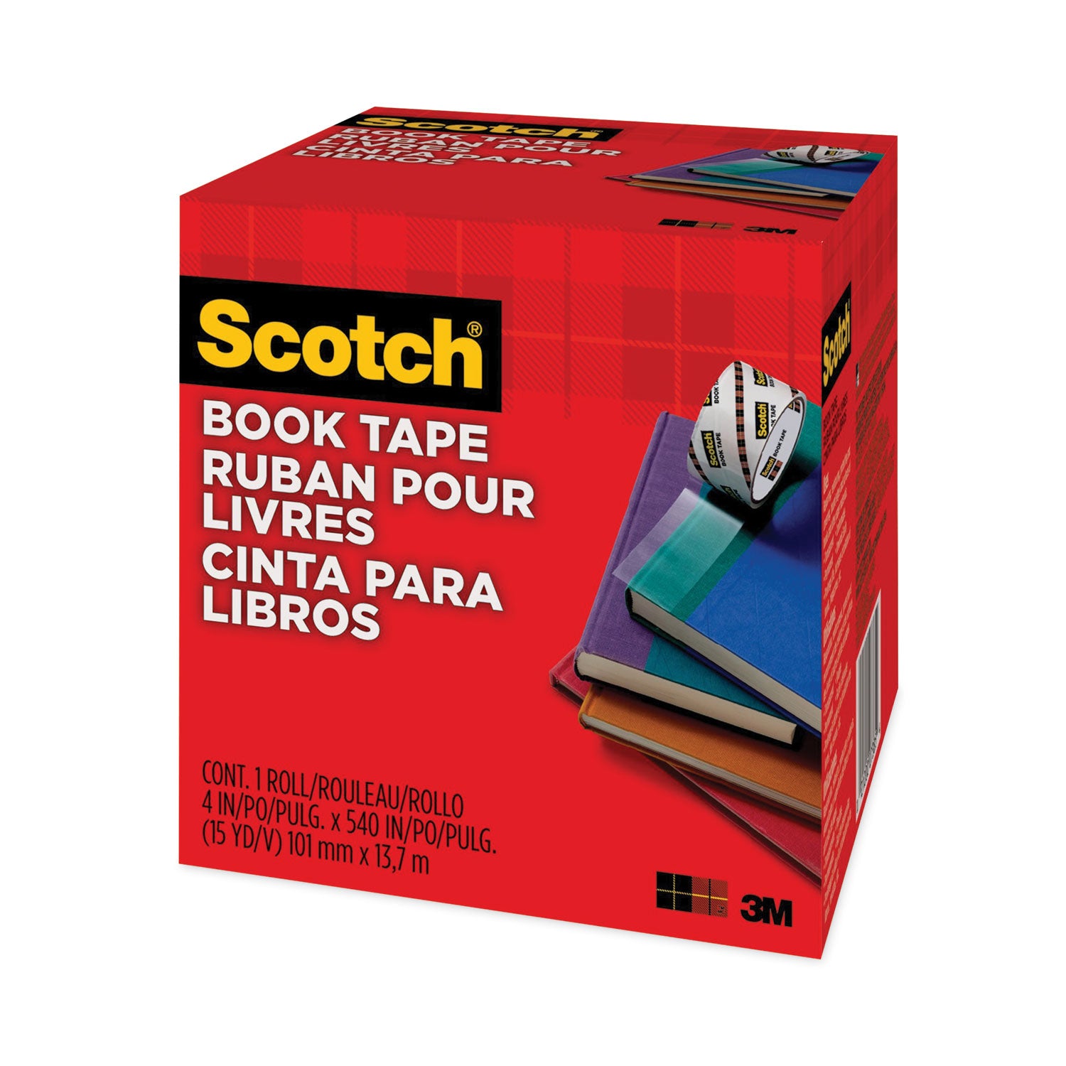 Scotch Book Tape - 15 yd Length x 4" Width - 3" Core - Clear - Acrylic - Crack Resistant - For Repairing, Reinforcing, Protecting, Covering - 1 Roll