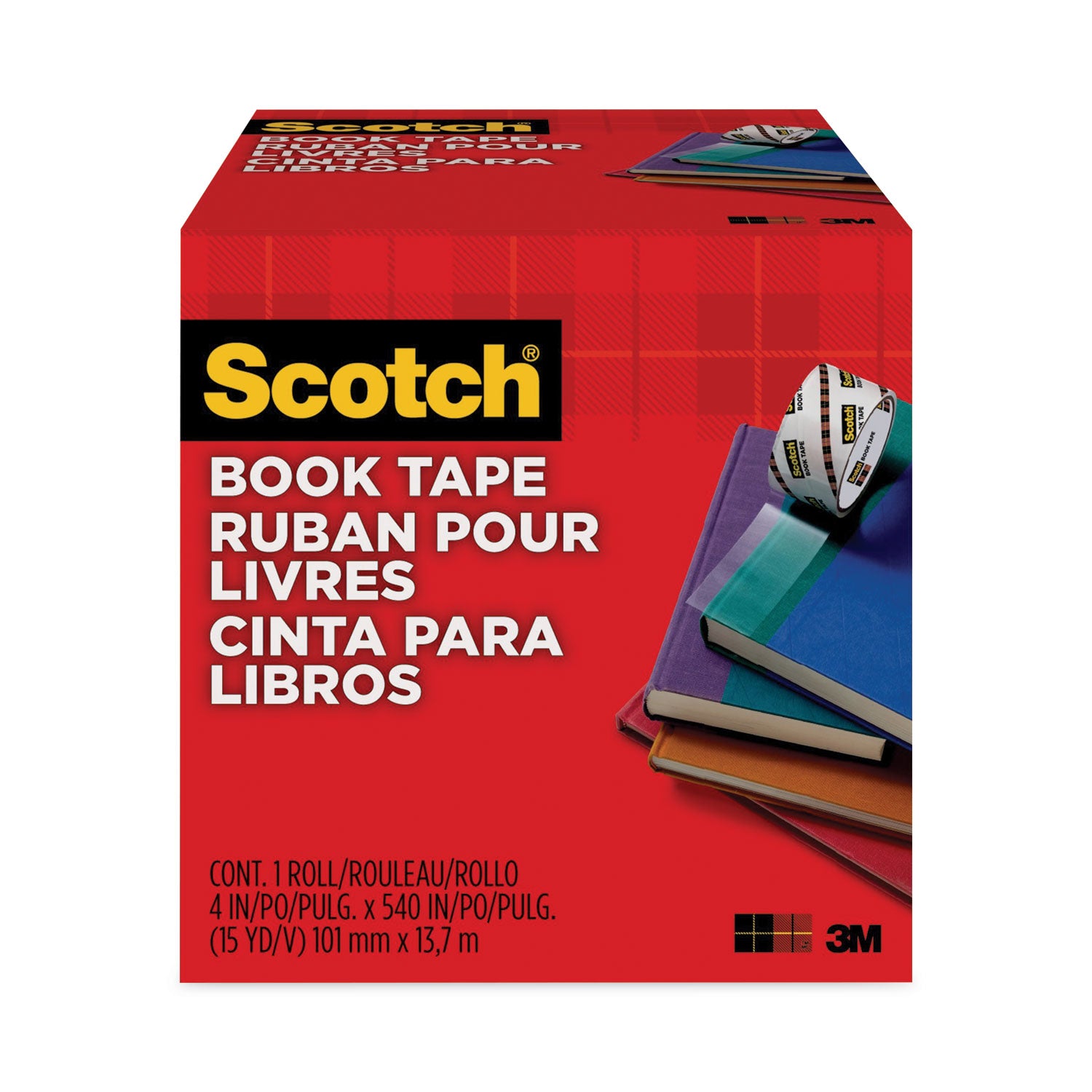 Scotch Book Tape - 15 yd Length x 4" Width - 3" Core - Clear - Acrylic - Crack Resistant - For Repairing, Reinforcing, Protecting, Covering - 1 Roll