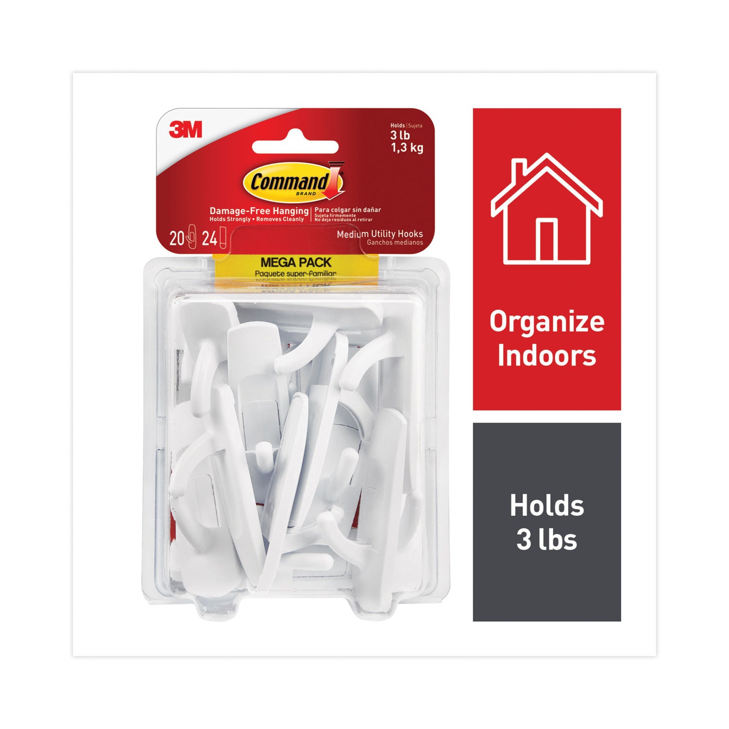 3 lb (1.36 kg) Capacity - for Multipurpose, Paint, Wood, Tile - White - 20 / Pack