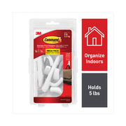 14 Hooks - 14 Large Hook - 5 lb (2.27 kg) Capacity - 3.9" Height x 1.8" Width - for Multipurpose, Paint, Wood, Tile - Plastic - White - 20 / Pack
