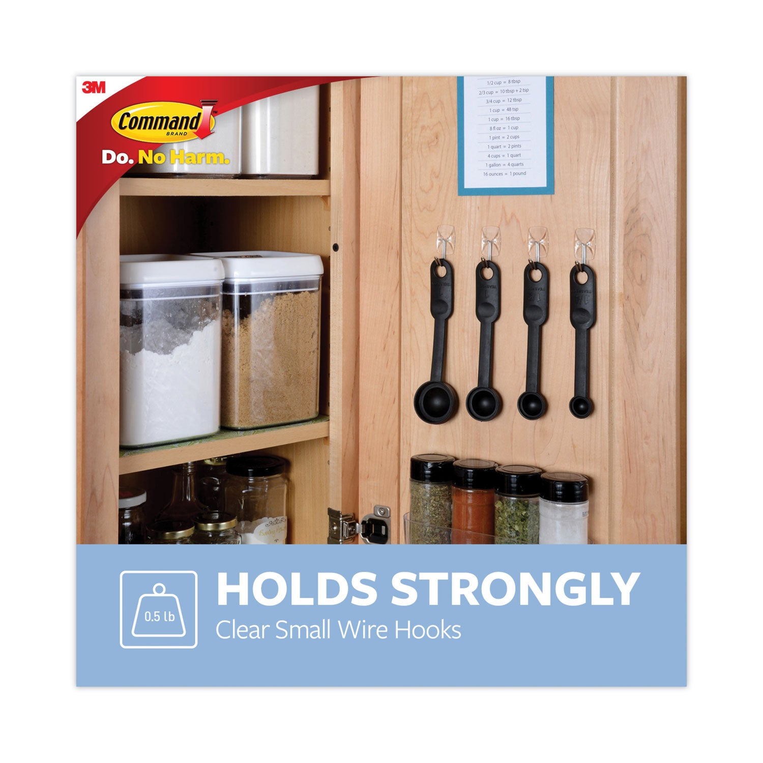 Clear Hooks and Strips, Small, Plastic/Metal, 0.5 lb, 9 Hooks and 12 Strips/Pack