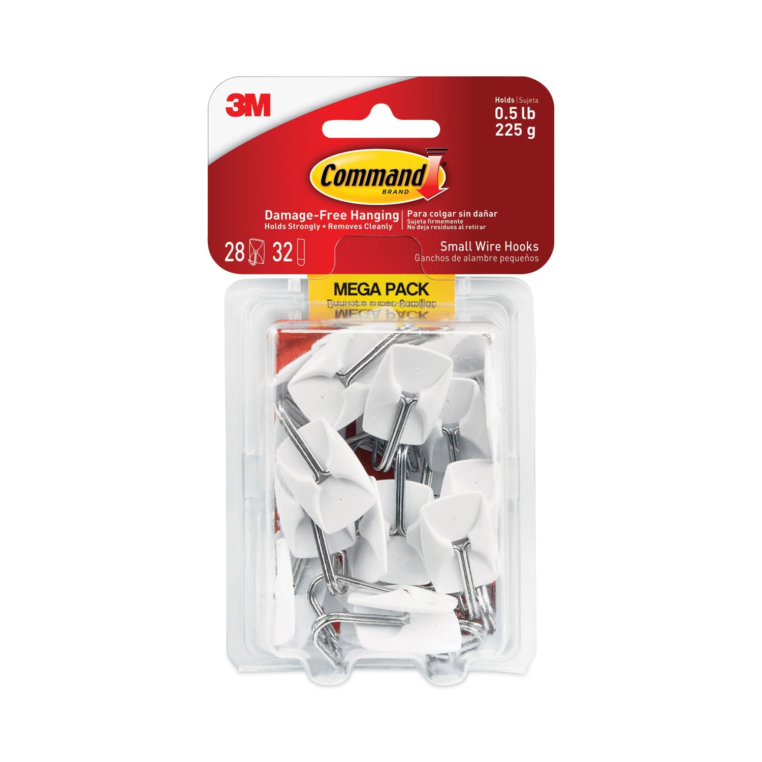 28 Hooks - 28 Small Hook - 8 oz (226.8 g) Capacity - for Multipurpose, Paint, Wood, Tile - White - 28 / Pack