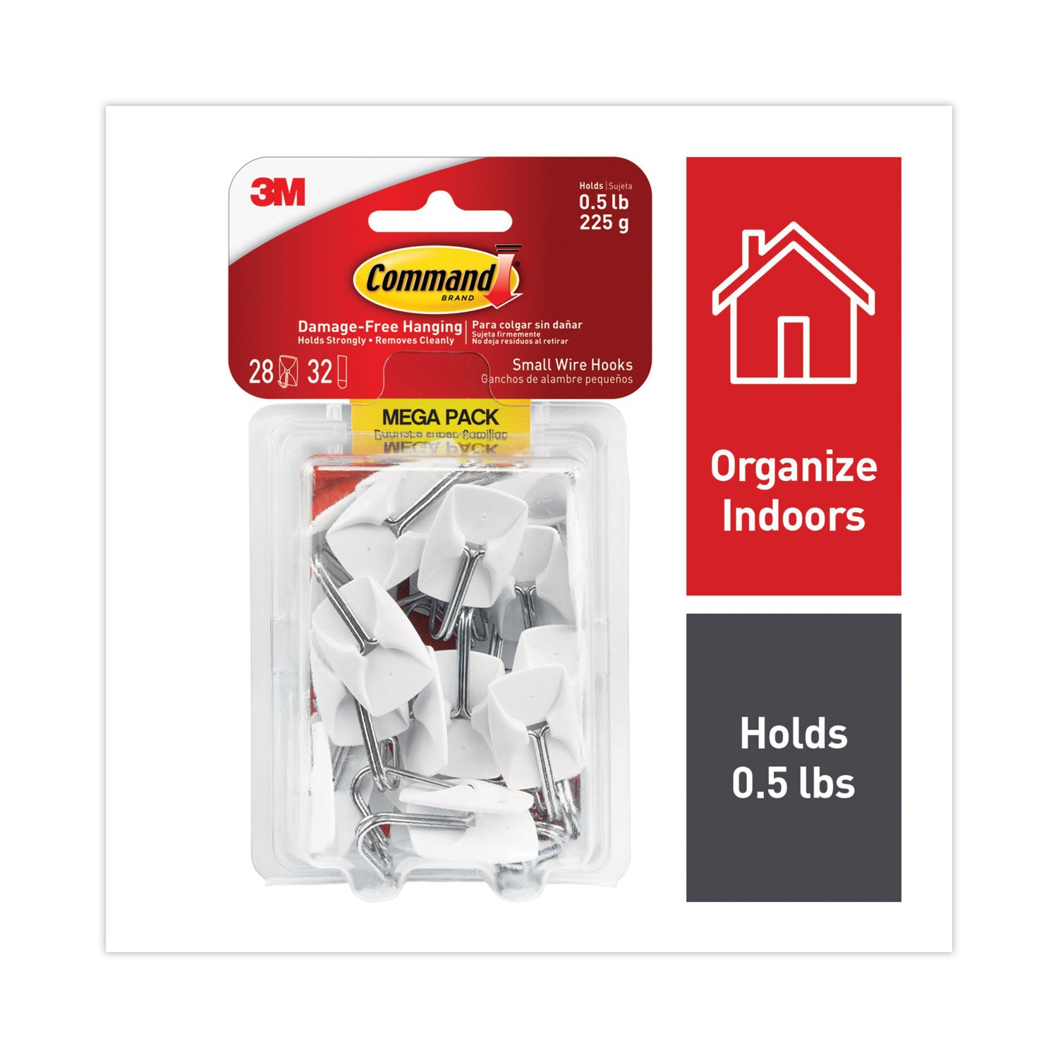 28 Hooks - 28 Small Hook - 8 oz (226.8 g) Capacity - for Multipurpose, Paint, Wood, Tile - White - 28 / Pack