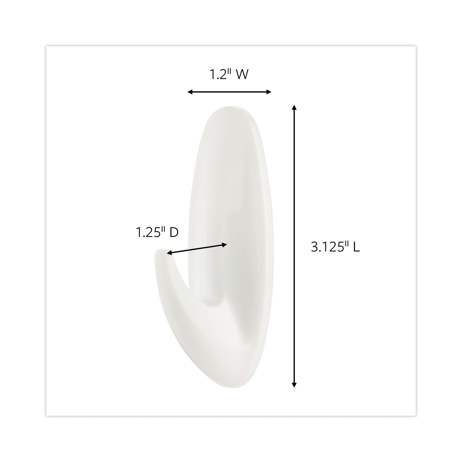 Command Hook Trial Pack - Medium - 3 lb (1.36 kg) Capacity - 3.1" Height x 1.1" Width x 3.1" Length - for Paint, Wood, Tile - Plastic - White - 1 Carton