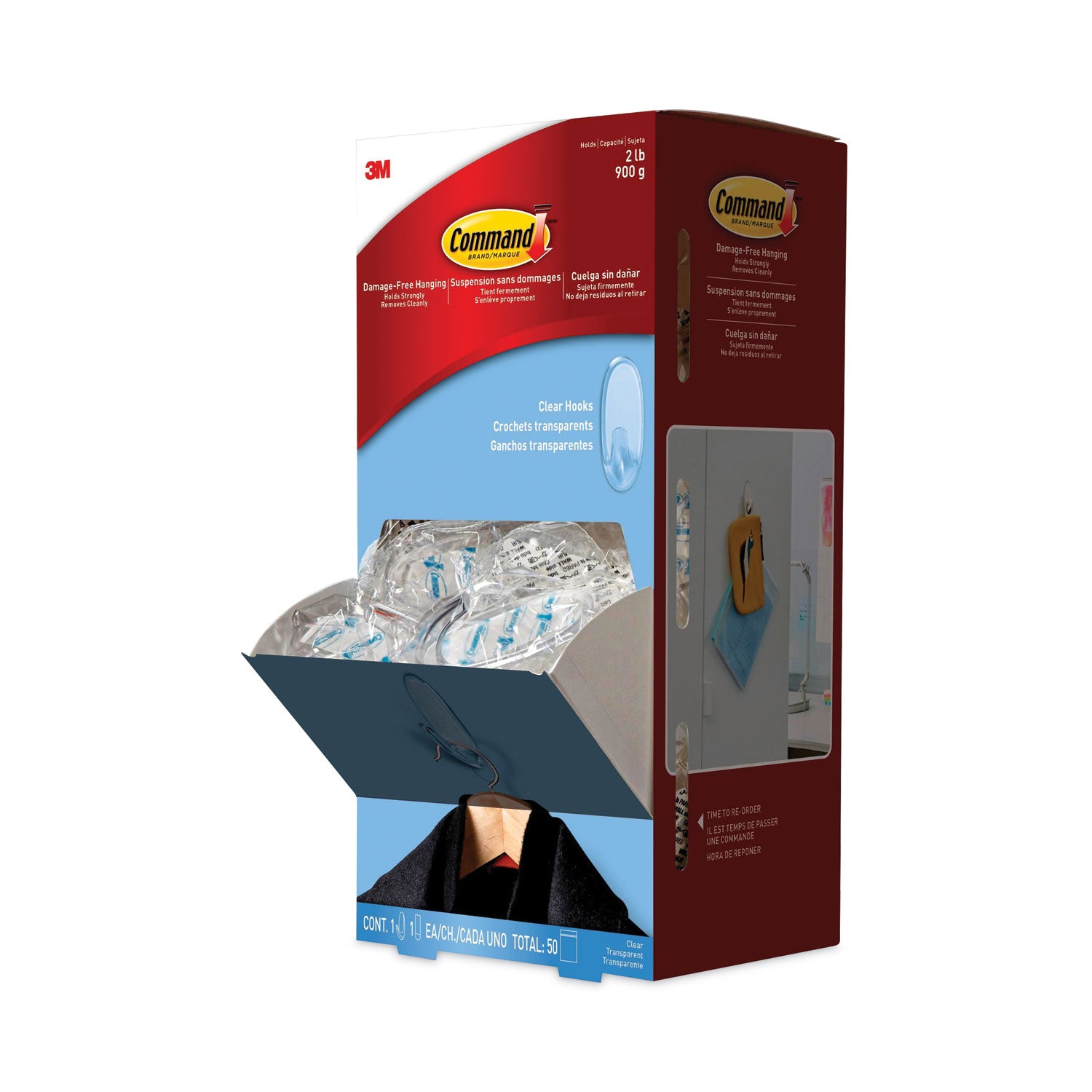 Command Hook Trial Pack, Medium, White, 2 lb Capacity, 50 Hooks per Carton
