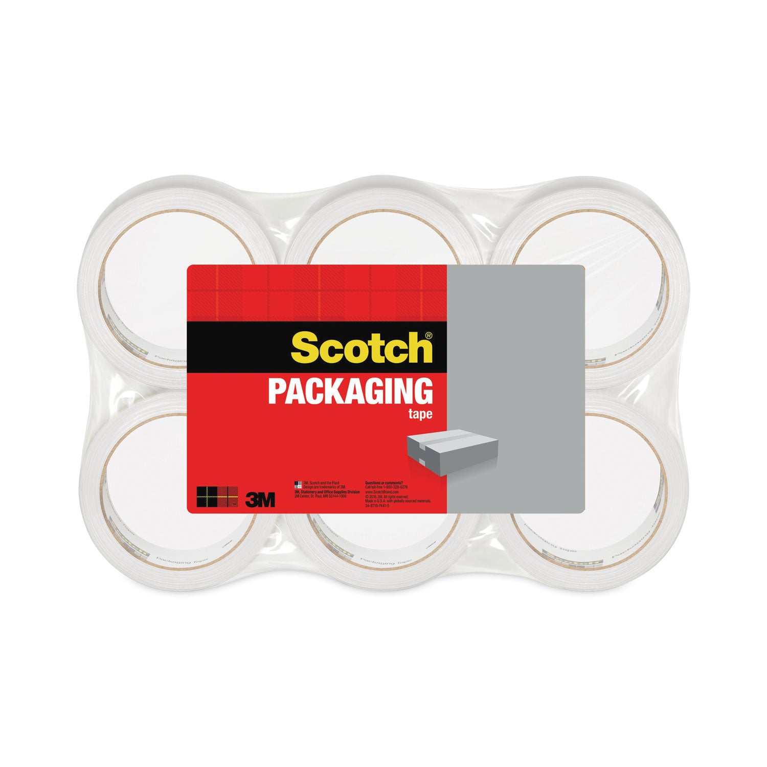 Scotch Lightweight Shipping/Packaging Tape - 54.60 yd Length x 1.88" Width x 2.2 mil Thickness - 3" Core - Clear - Synthetic Rubber Resin - For Sealing, Shipping - 1 Pack