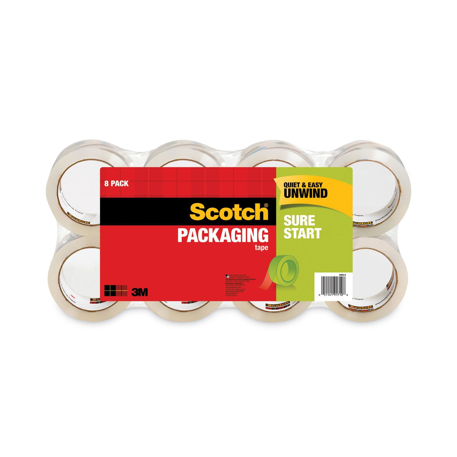Scotch Sure Start Packaging Tape - 54.60 yd Length x 1.88" Width x 2.6 mil Thickness - 3" Core - Clear - Synthetic Rubber Resin - For Mailing, Moving, Sealing, Packing - 1 Pack