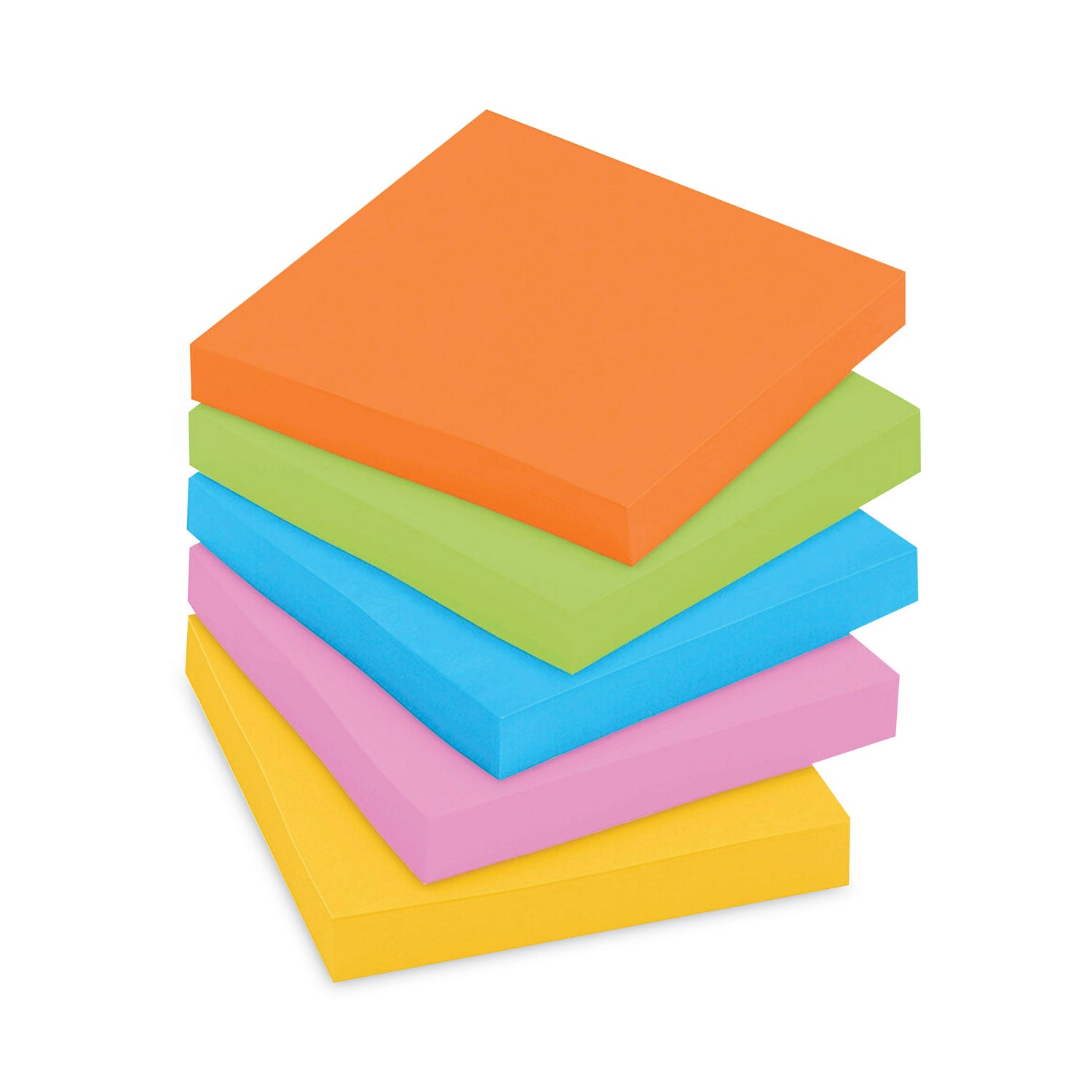 Post-it Super Sticky Notes, Energy Boost Color Collection, 3" x 3", Square, 90 Sheets per Pad, 12 Pads per Pack, Multicolor (Vital Orange, Tropical Pink, Sunnyside, Blue Paradise, Limeade)