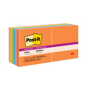 Post-it Super Sticky Notes, Energy Boost Color Collection, 3" x 3", Square, 90 Sheets per Pad, 12 Pads per Pack, Multicolor (Vital Orange, Tropical Pink, Sunnyside, Blue Paradise, Limeade)