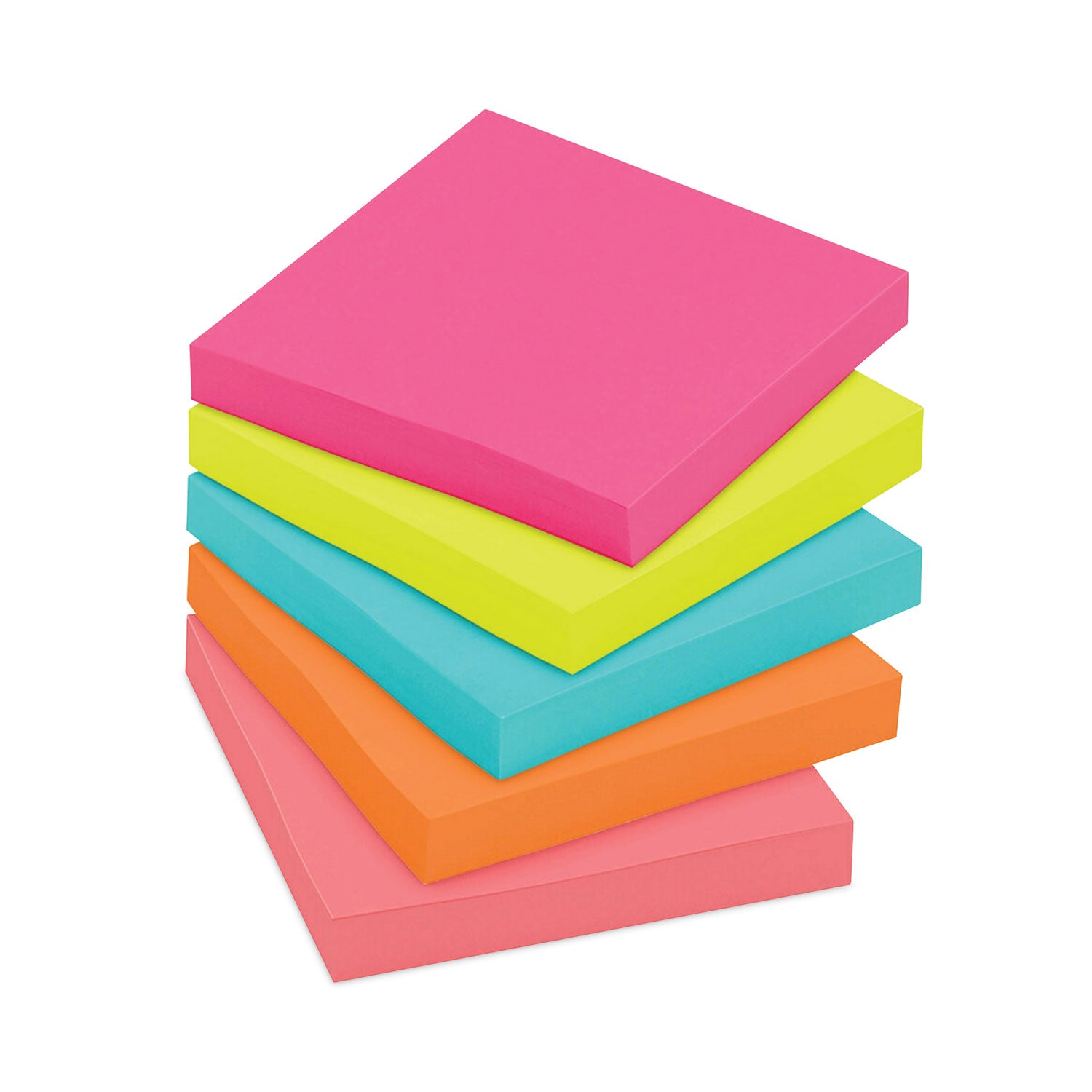 Post-it Notes Poptimistic Color Collection, 3" x 3", Square, Unruled, 100 Sheets per Pad, 14 Pads/Pack, Multicolor (Power Pink, Vital Orange, Aqua Splash, Guava, Acid Lime, Neon Green), Self-adhesive, Repositionable