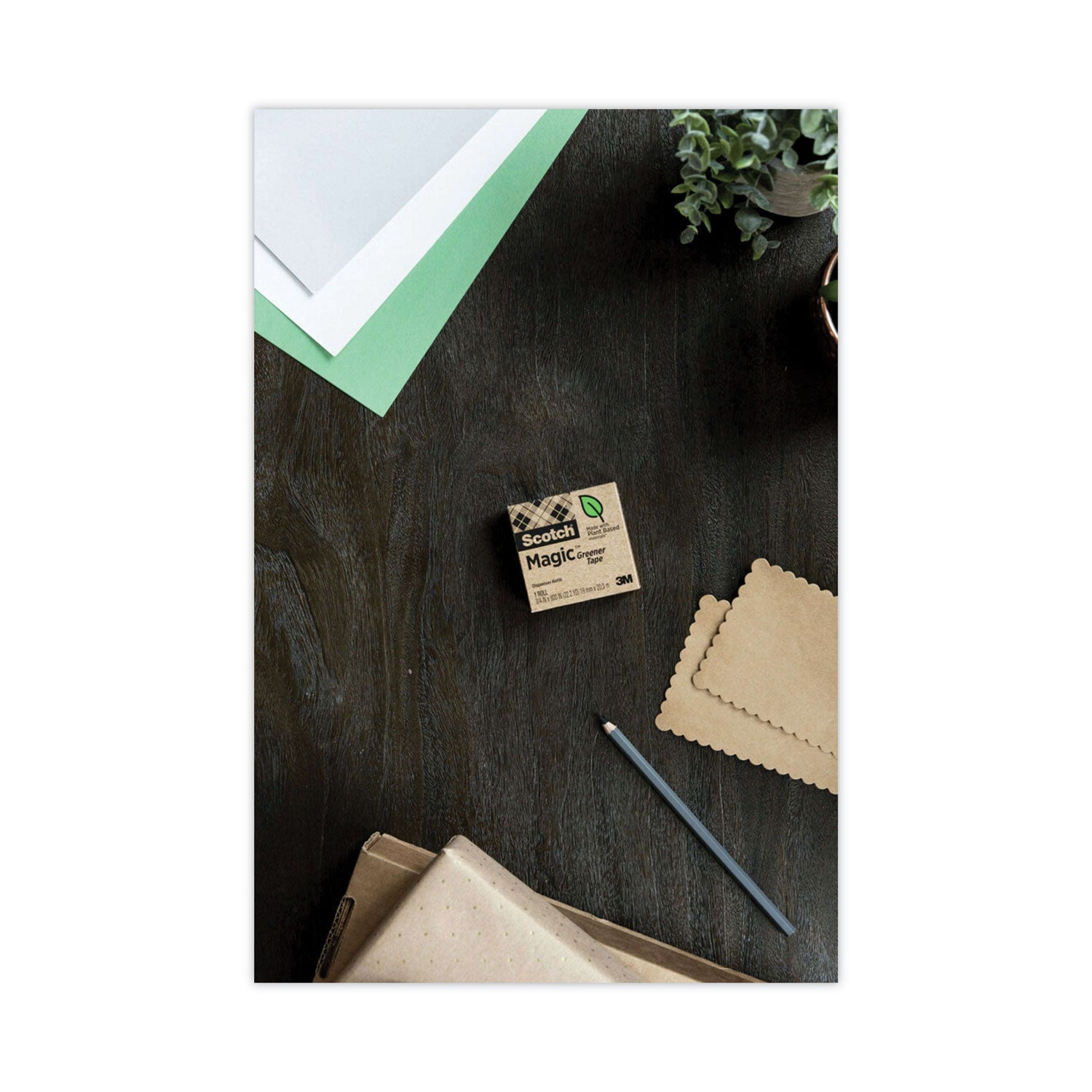 Scotch 3/4"W Magic Greener Tape Rolls - 25 yd Length x 0.75" Width - 1" Core - Matte - Clear - For Sealing, Packing - 1 Pack