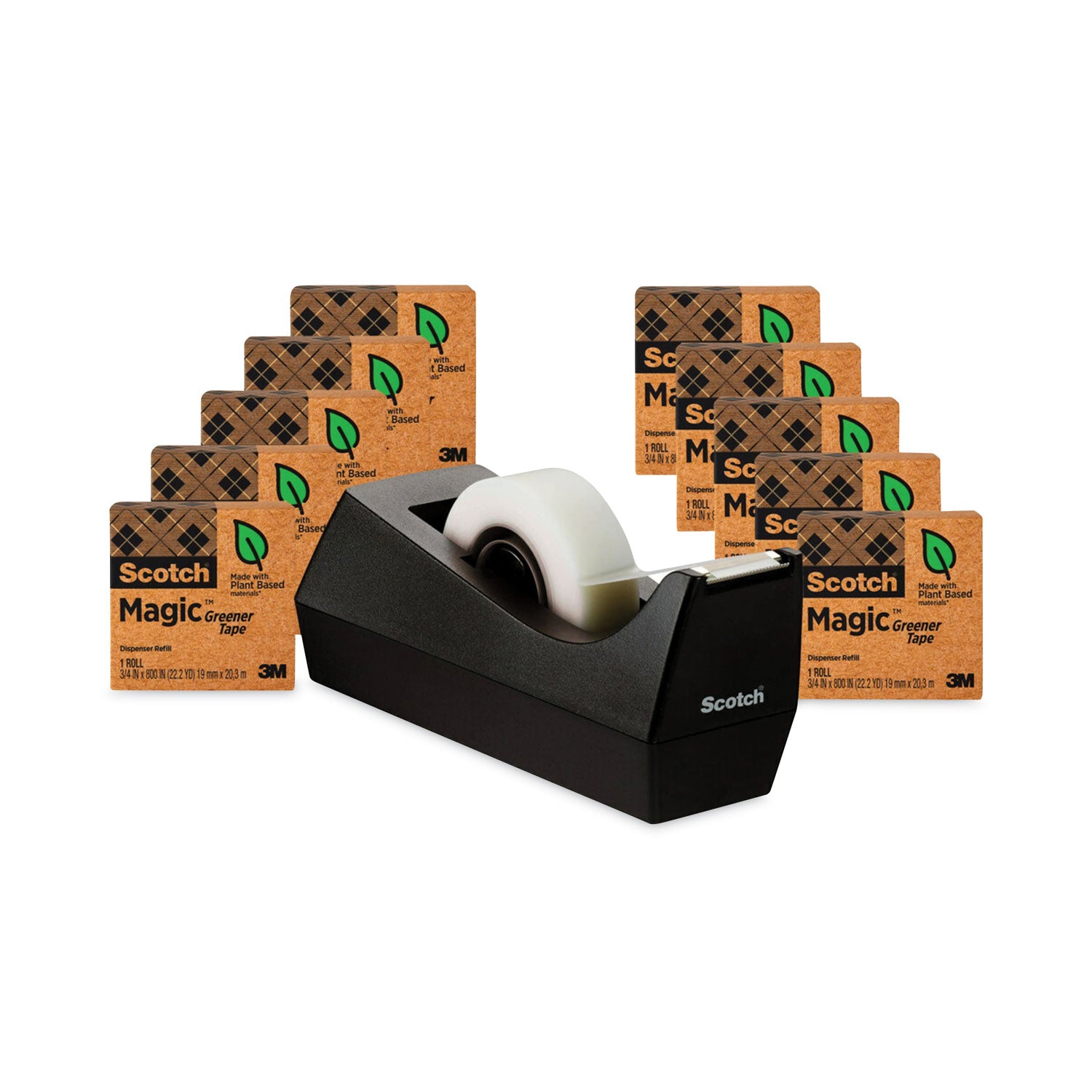 Scotch 3/4"W Magic Greener Tape Rolls - 25 yd Length x 0.75" Width - 1" Core - Matte - Clear - For Sealing, Packing - 1 Pack