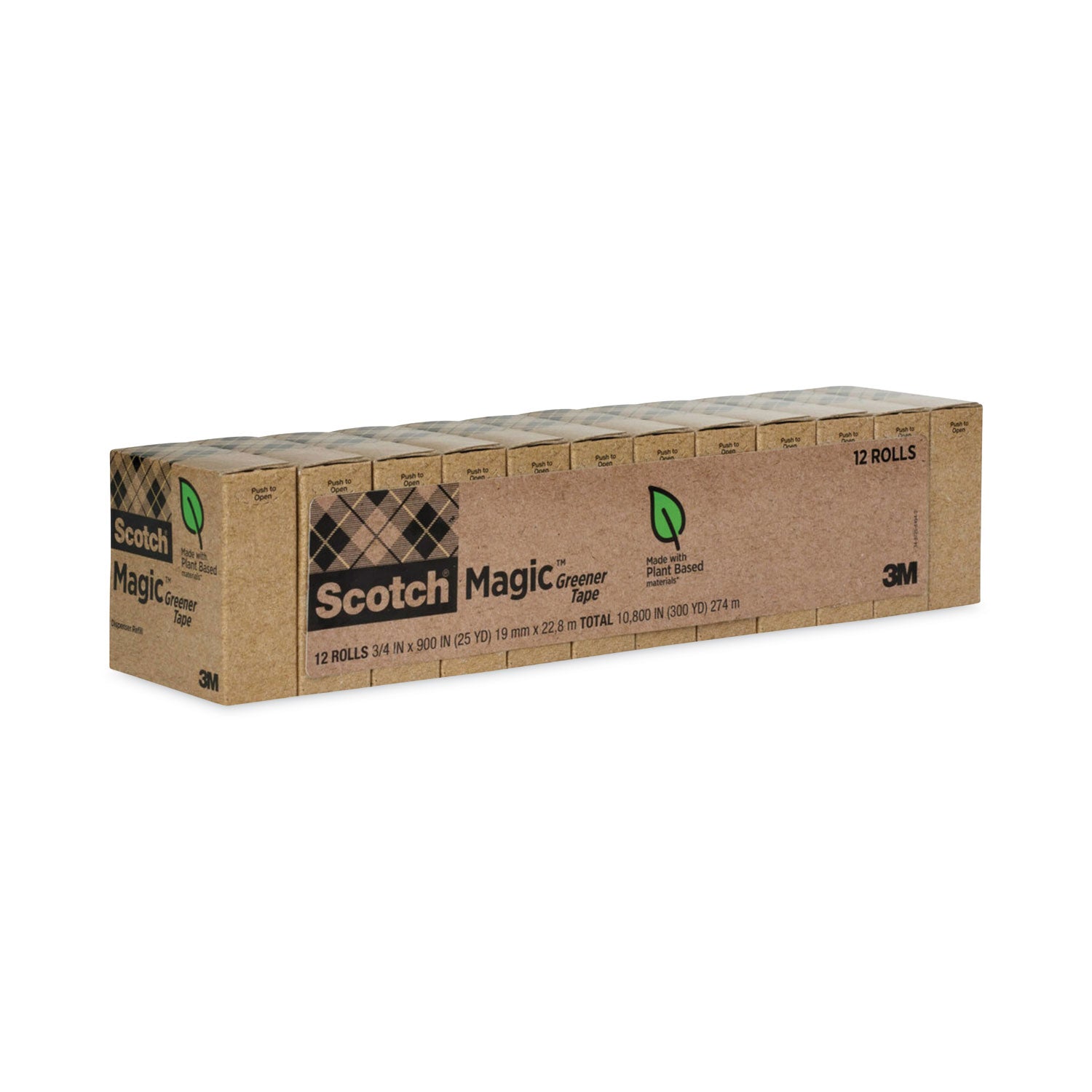 Scotch Magic Greener Tape, 0.75" x 25 yd, 1" Core, Matte, Clear, Split/Tear/Yellowing Resistant, 1 Pack