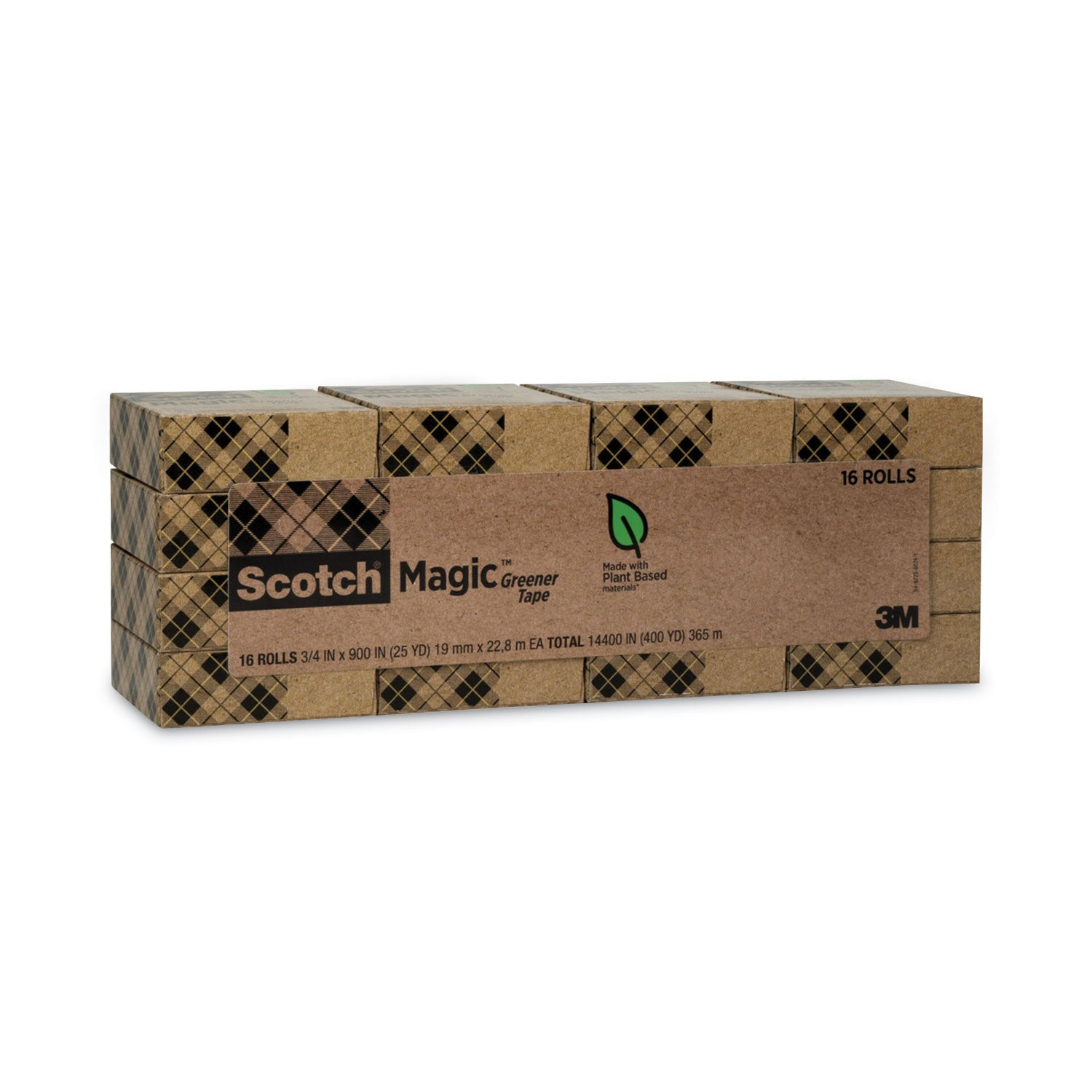 Scotch 3/4"W Magic Greener Tape - 25 yd Length x 0.75" Width - 1" Core - Matte - Clear - For Sealing, Packing - 16 / Pack