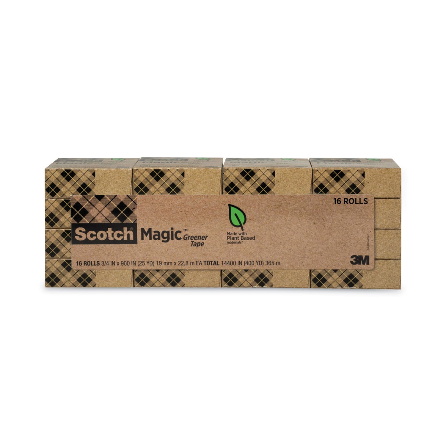 Scotch 3/4"W Magic Greener Tape - 25 yd Length x 0.75" Width - 1" Core - Matte - Clear - For Sealing, Packing - 16 / Pack