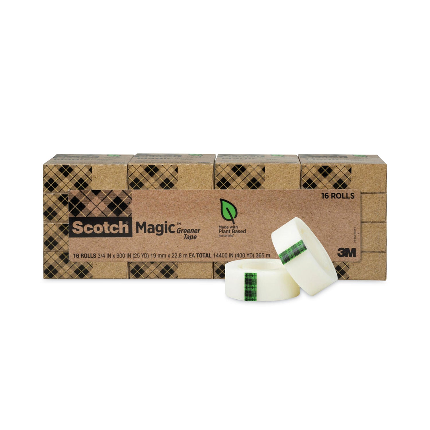Scotch 3/4"W Magic Greener Tape - 25 yd Length x 0.75" Width - 1" Core - Matte - Clear - For Sealing, Packing - 16 / Pack