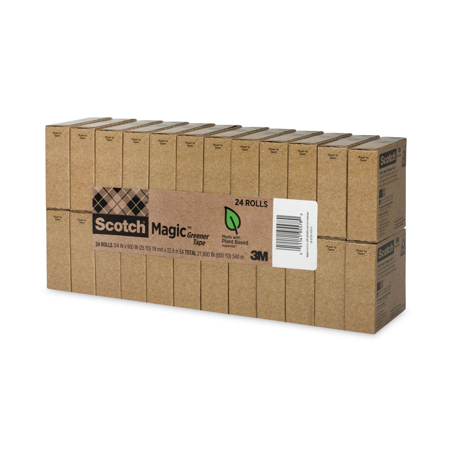 Scotch 3/4"W Magic Greener Tape - 25 yd Length x 0.75" Width - 1" Core - Matte - Clear - Split Resistant, Tear Resistant - For Office - 1 Pack