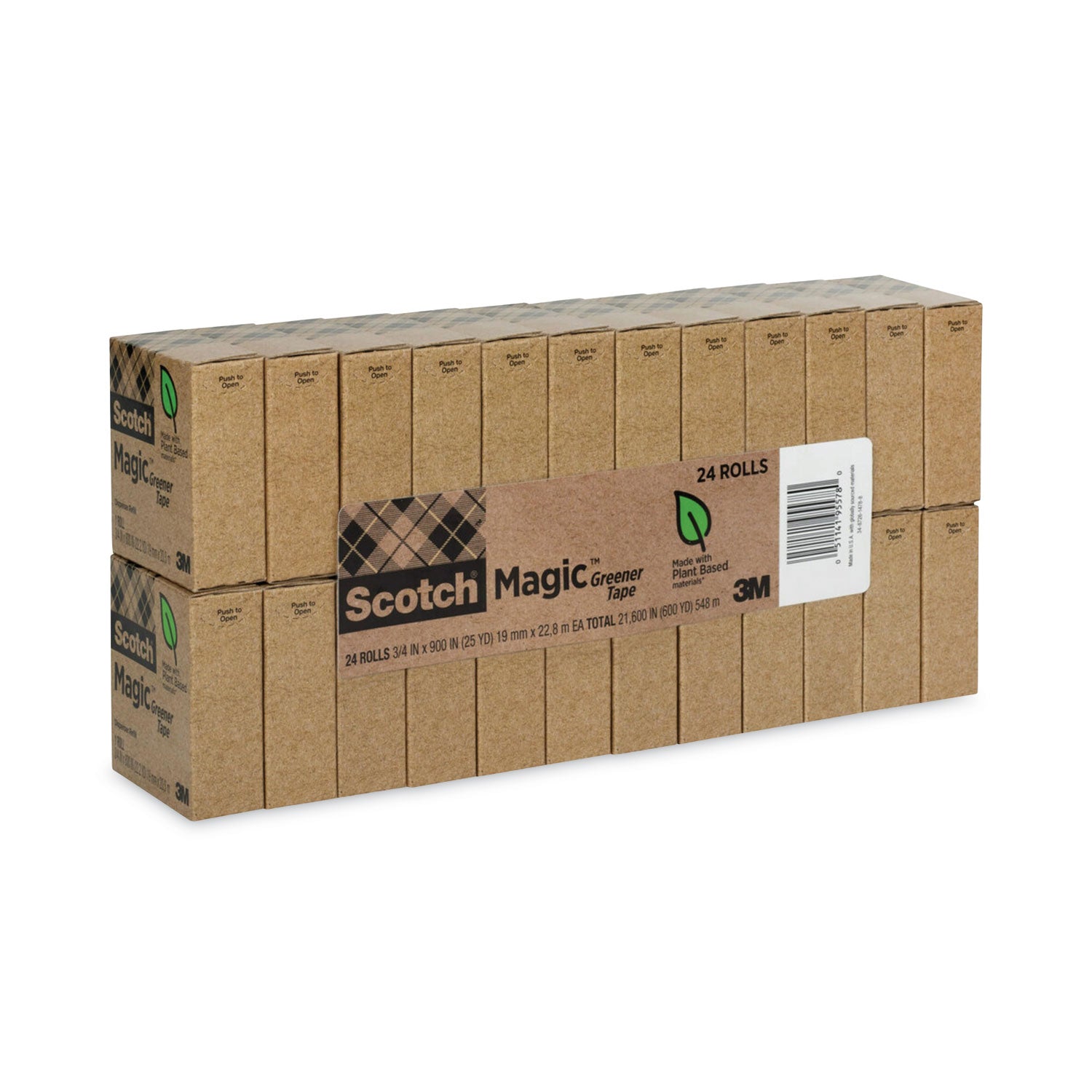 Scotch 3/4"W Magic Greener Tape - 25 yd Length x 0.75" Width - 1" Core - Matte - Clear - Split Resistant, Tear Resistant - For Office - 1 Pack