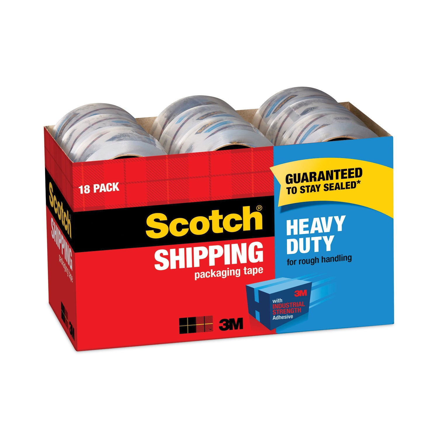 Scotch Heavy-Duty Shipping/Packaging Tape - 54.60 yd Length x 1.88" Width x 3.1 mil Thickness - 3" Core - Clear - Tear Resistant, Split Resistant, Breakage Resistance - For Mailing, Moving, Packing, Protecting, Sealing, Shipping - 18 / Box