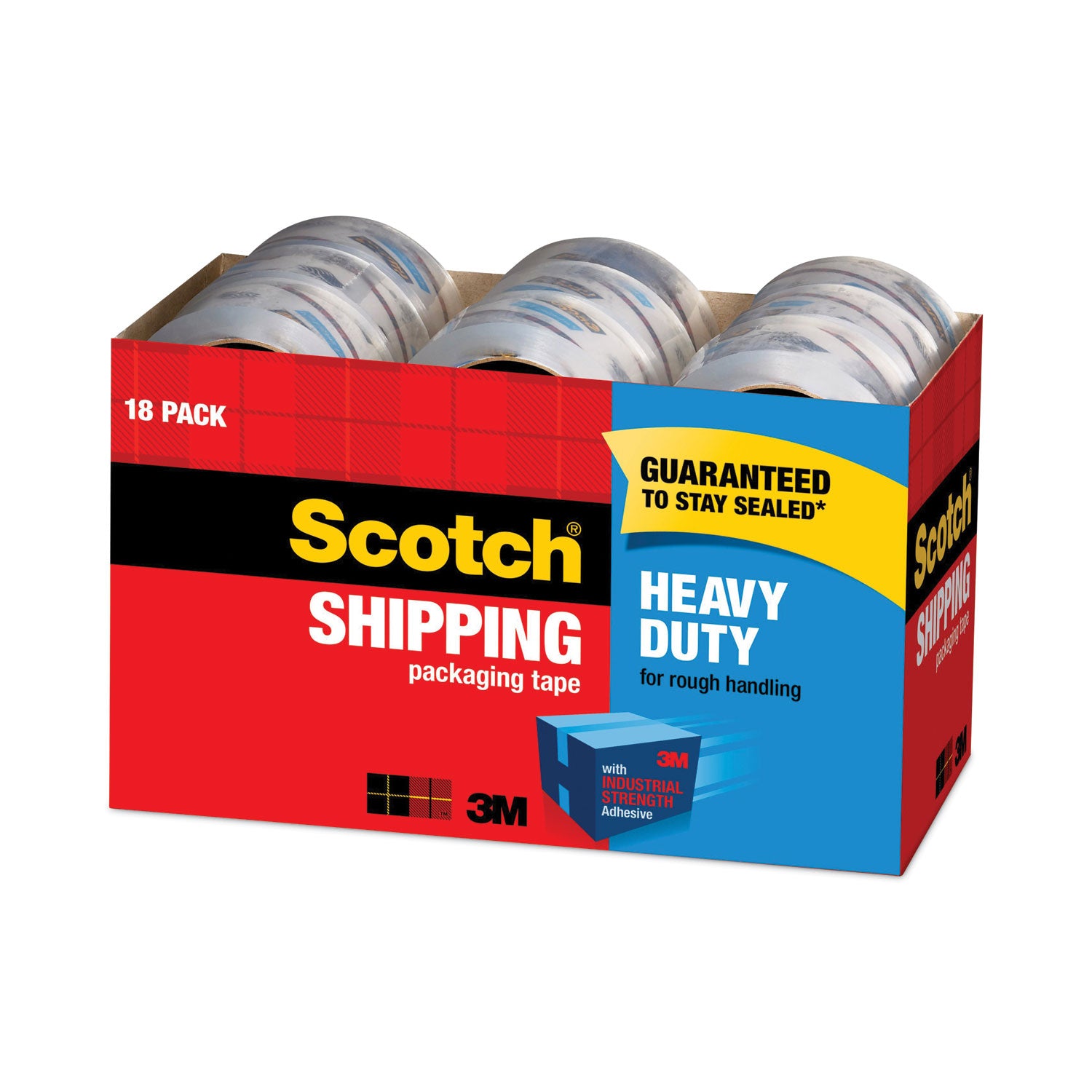 Scotch Heavy-Duty Shipping/Packaging Tape - 54.60 yd Length x 1.88" Width x 3.1 mil Thickness - 3" Core - Clear - Tear Resistant, Split Resistant, Breakage Resistance - For Mailing, Moving, Packing, Protecting, Sealing, Shipping - 18 / Box