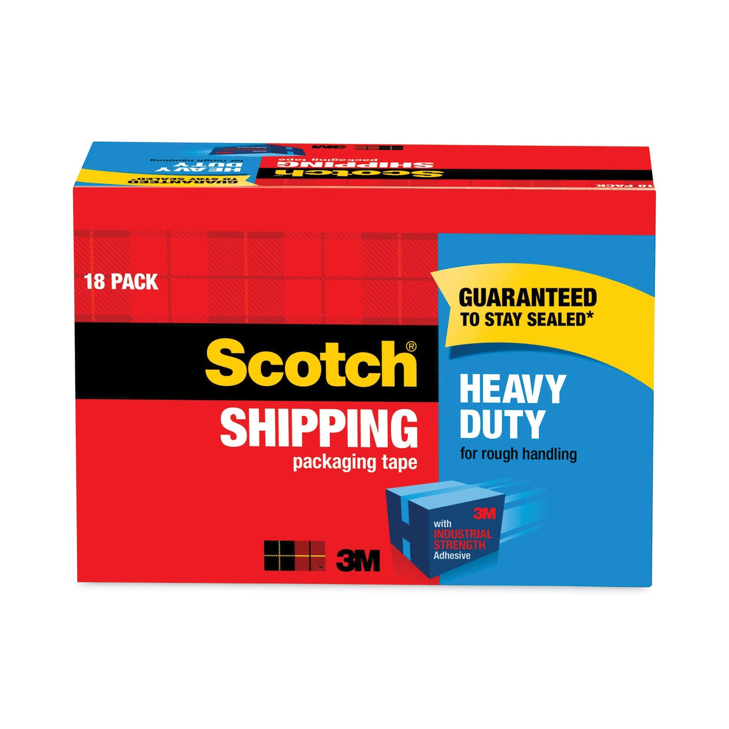 Scotch Heavy-Duty Shipping/Packaging Tape - 54.60 yd Length x 1.88" Width x 3.1 mil Thickness - 3" Core - Clear - Tear Resistant, Split Resistant, Breakage Resistance - For Mailing, Moving, Packing, Protecting, Sealing, Shipping - 18 / Box