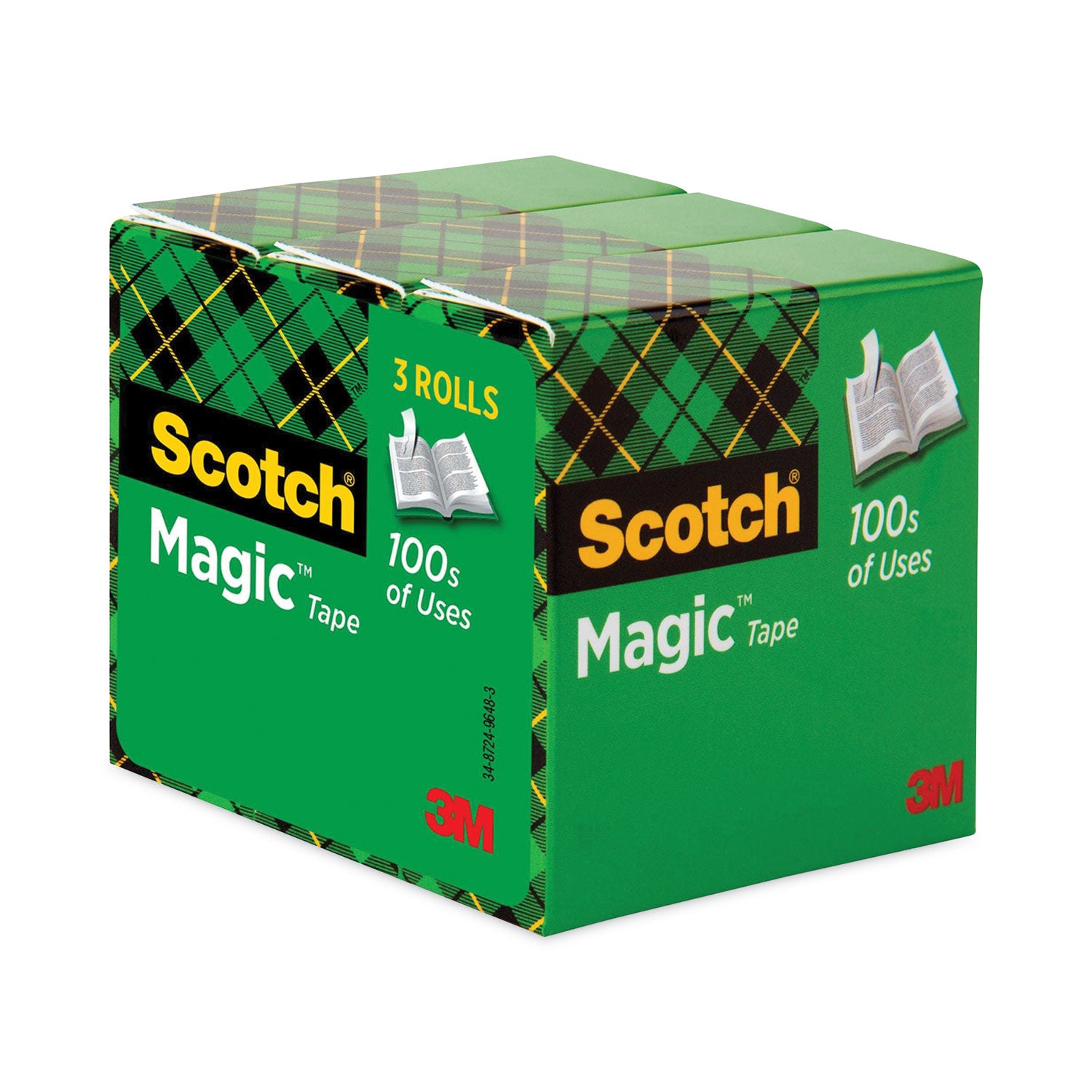 Scotch Magic Tape - 72 yd Length x 1" Width - 3" Core - Matte - Clear - For Mending, Splicing - 1 Pack