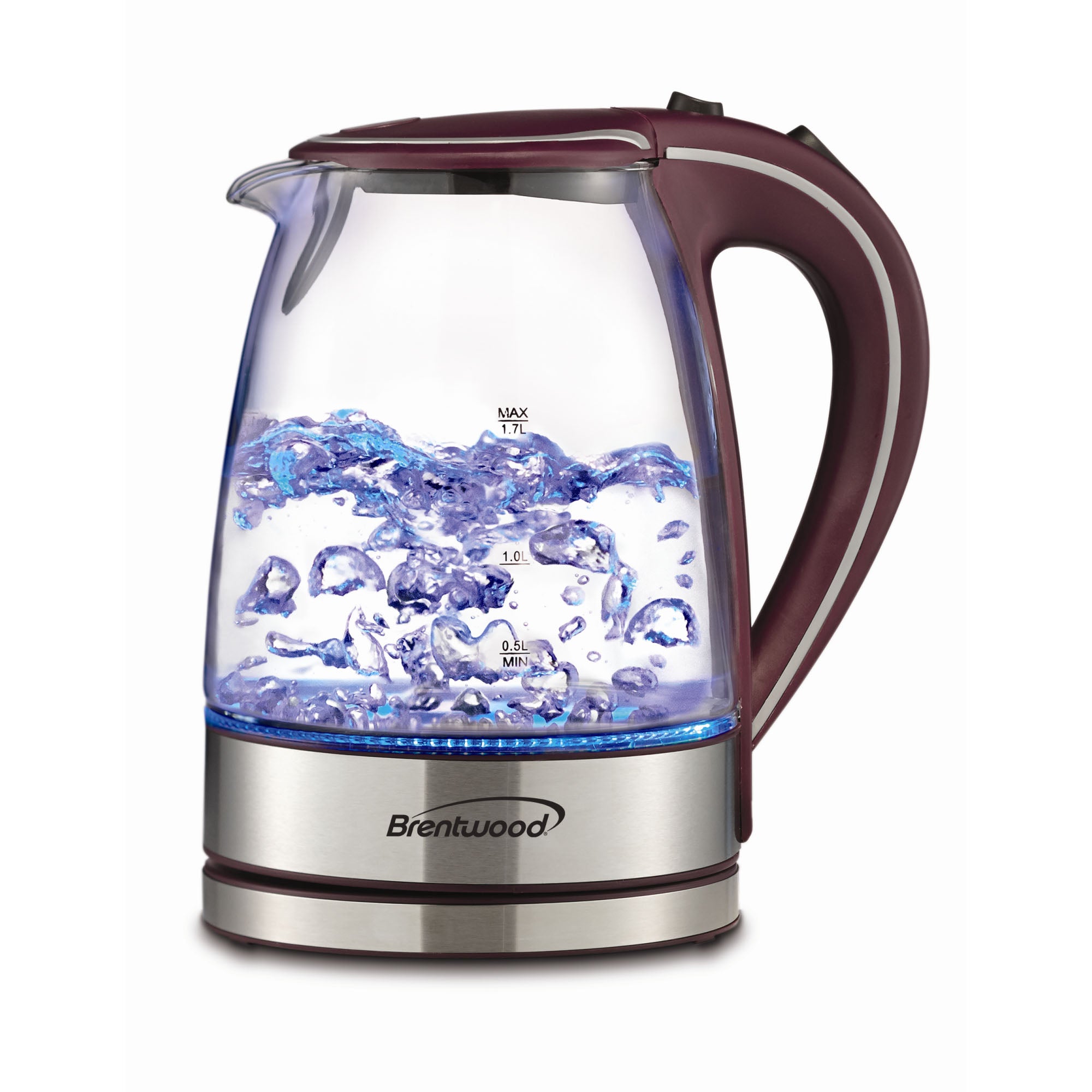 Brentwood KT-1900PR 1.7L Cordless Glass Electric Kettle, Purple