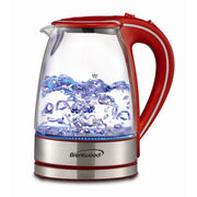Brentwood KT-1900R 1.7L Cordless Glass Electric Kettle, Red