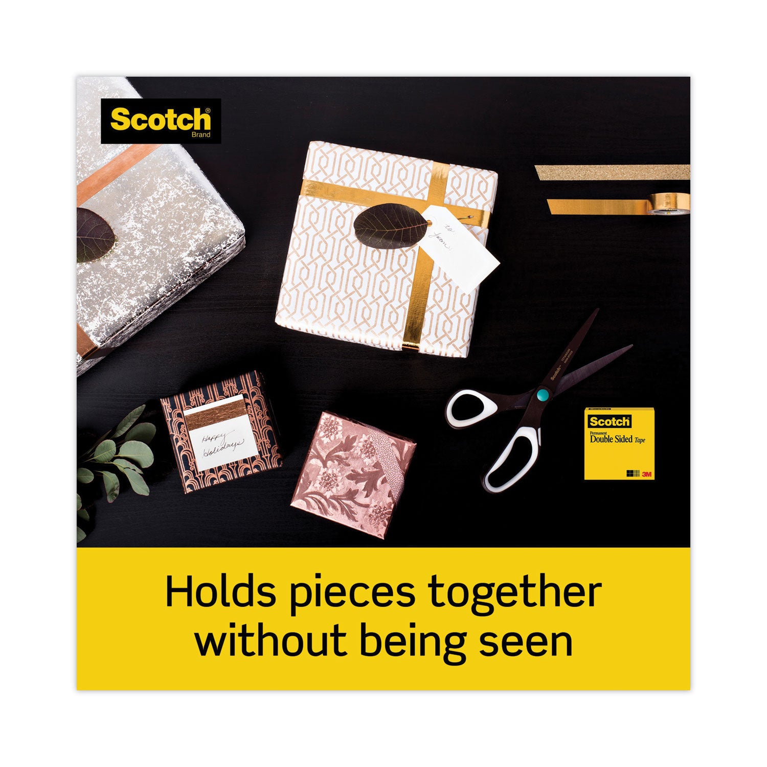 Scotch Permanent Double-Sided Tape - 1/2"W - 25 yd Length x 0.50" Width - 1" Core - Clear - Permanent Adhesive Backing - Long Lasting - For Splicing, Mounting, Attaching - 1 Roll