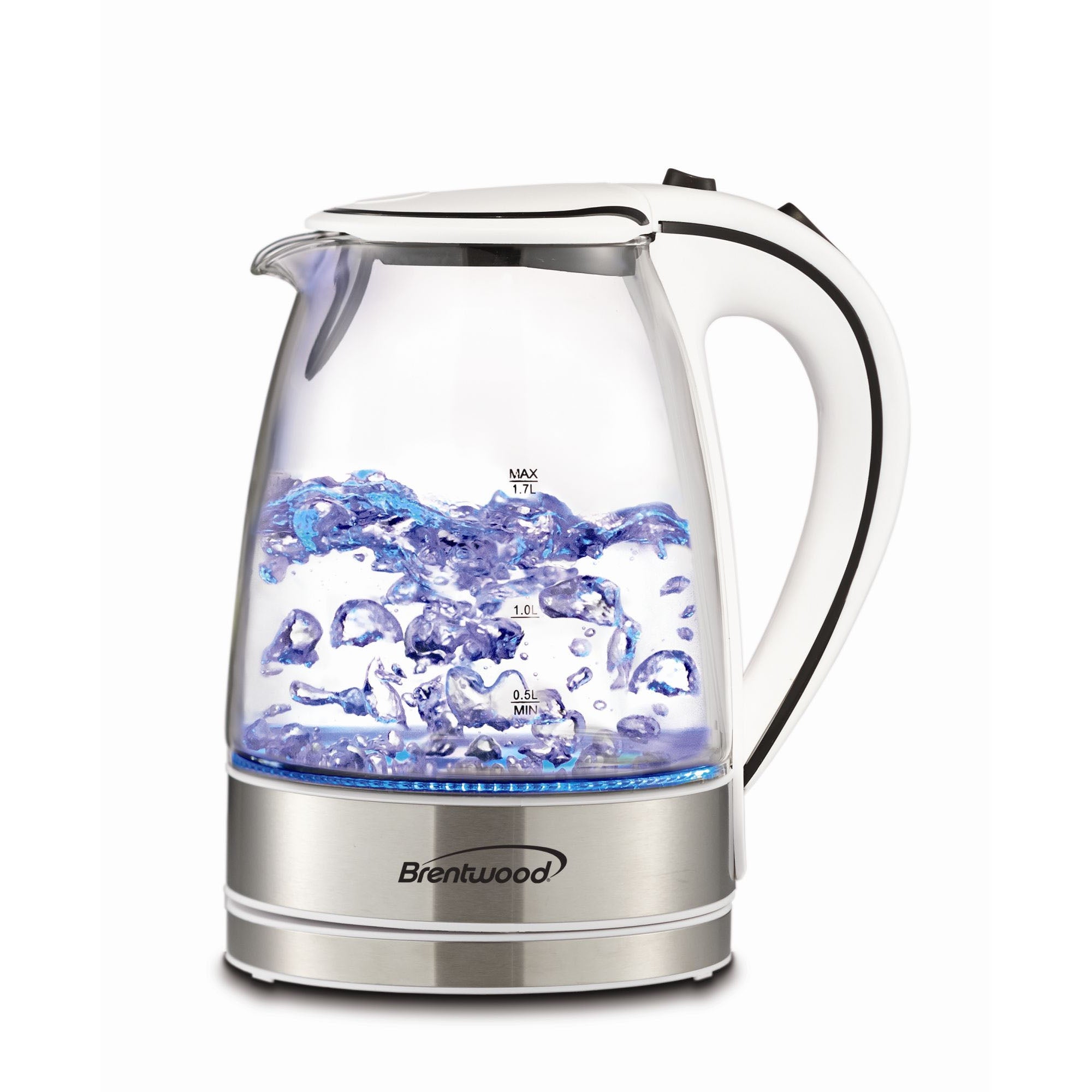 Brentwood KT-1900W 1.7L Cordless Glass Electric Kettle, White