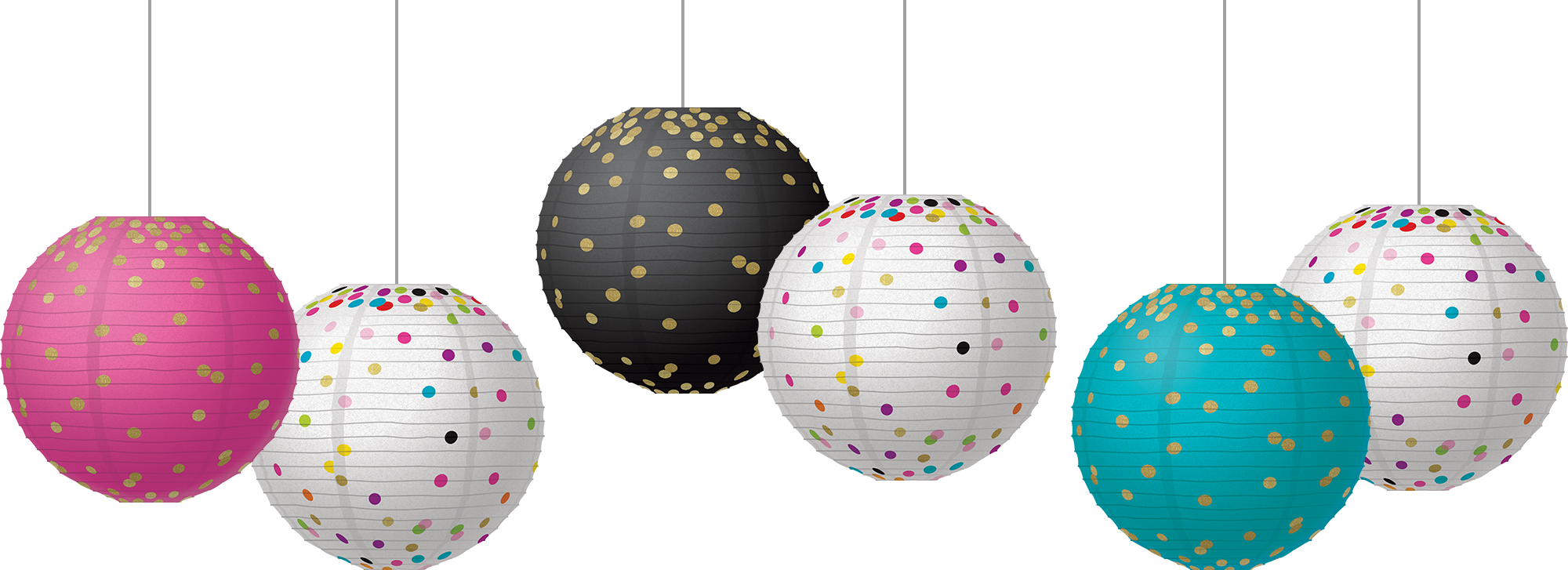 Gold Foil & Confetti 8" Hanging Paper Lanterns