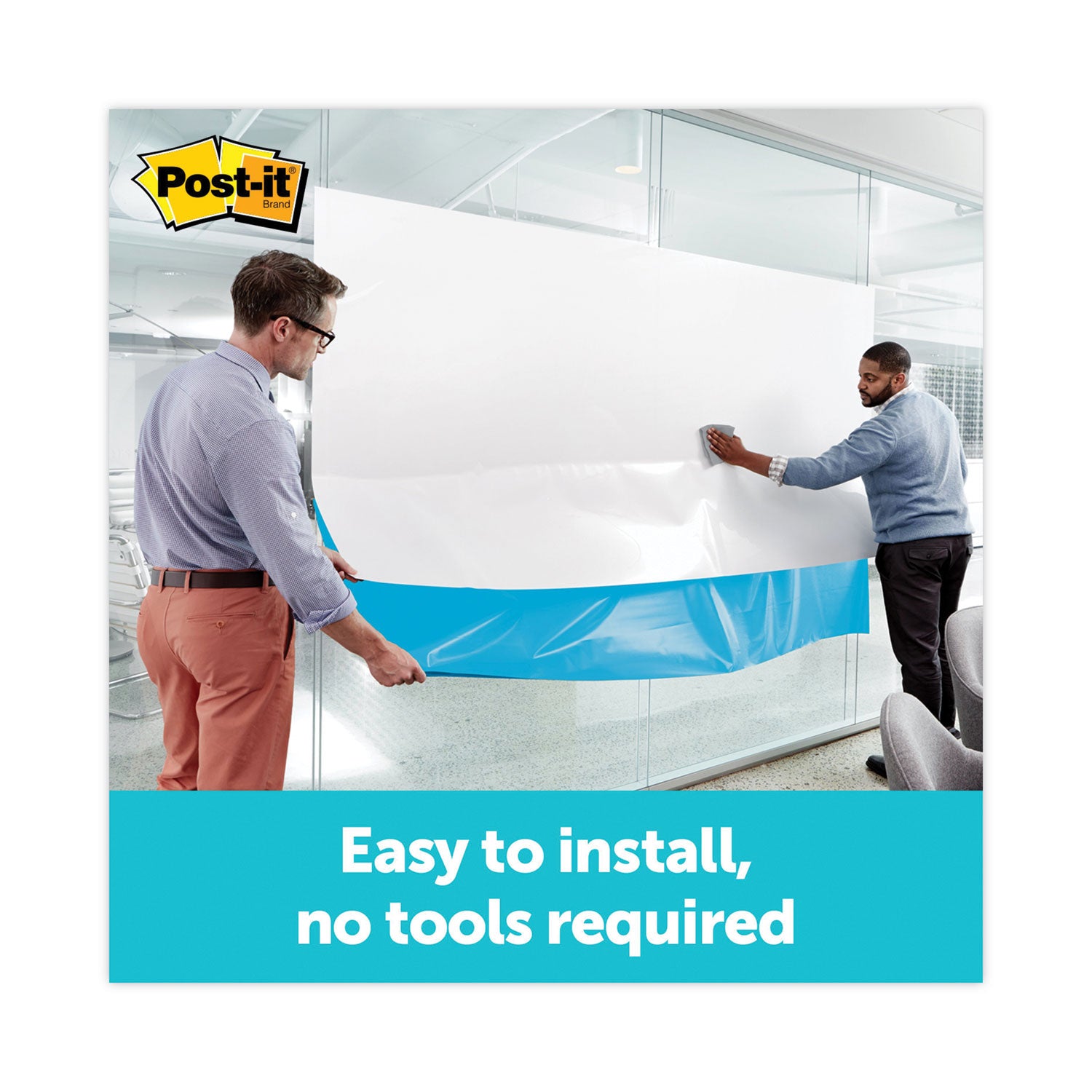 Post-it® Self-Stick Dry-Erase Film Surface, White, 24" x 36", Rectangle, Flexible, Stain Resistant, Self-stick, 1 Pack