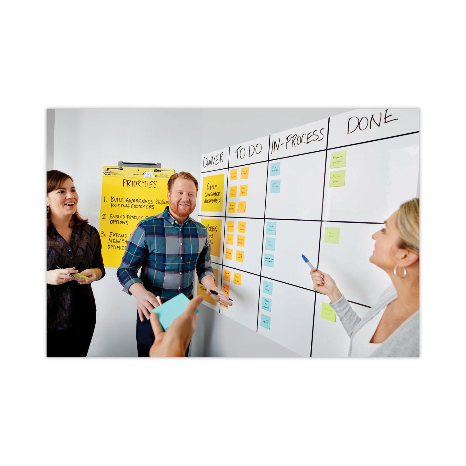 Post-it Self-Stick Dry-Erase Film Surface, 48" x 72", White, Rectangle, Flexible, Stain Resistant, Self-stick, 1 Pack