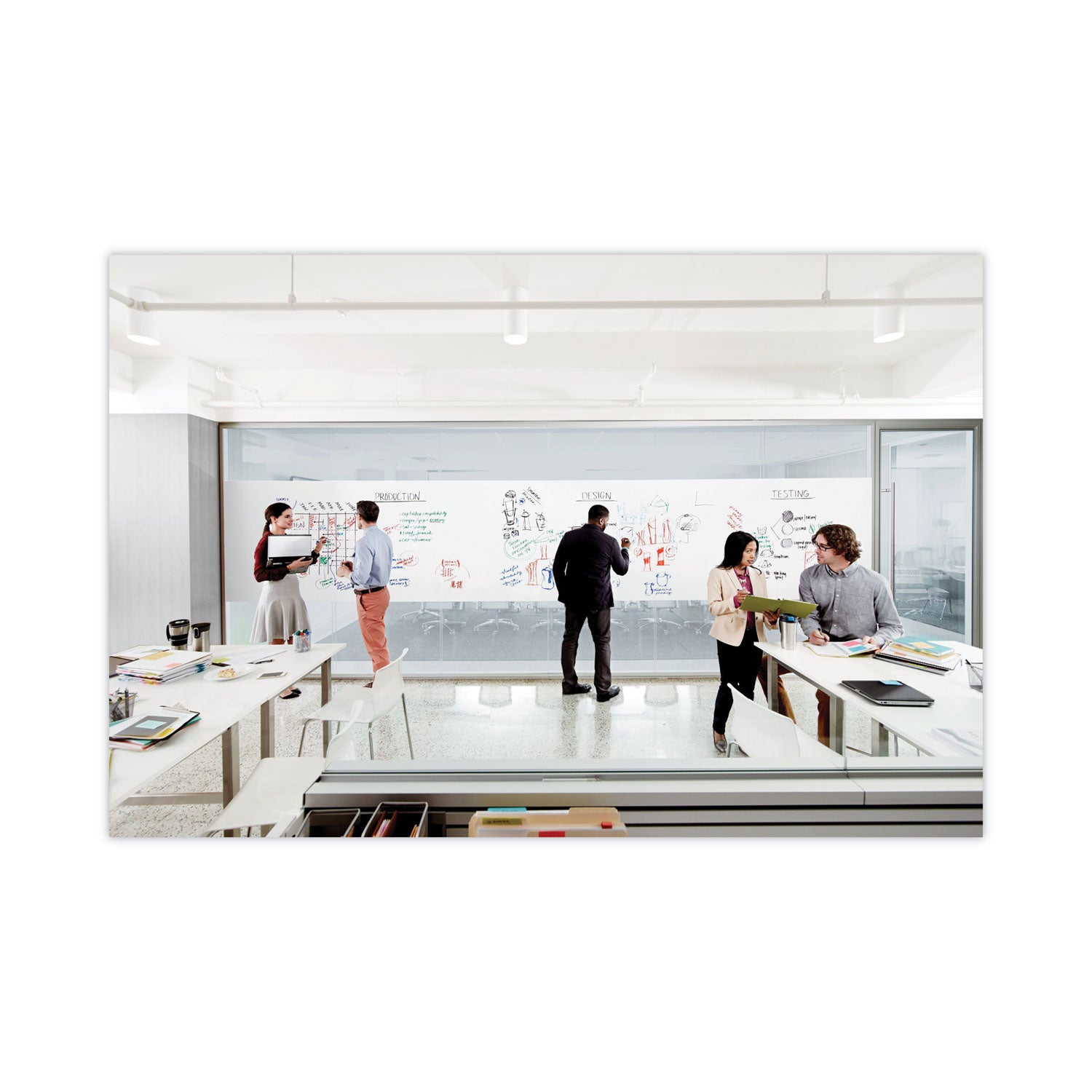 White Surface - 48" (4 ft) Width x 600" (50 ft) Length - White Film - Rectangle - Horizontal/Vertical - Tabletop, Desktop - 1 Each
