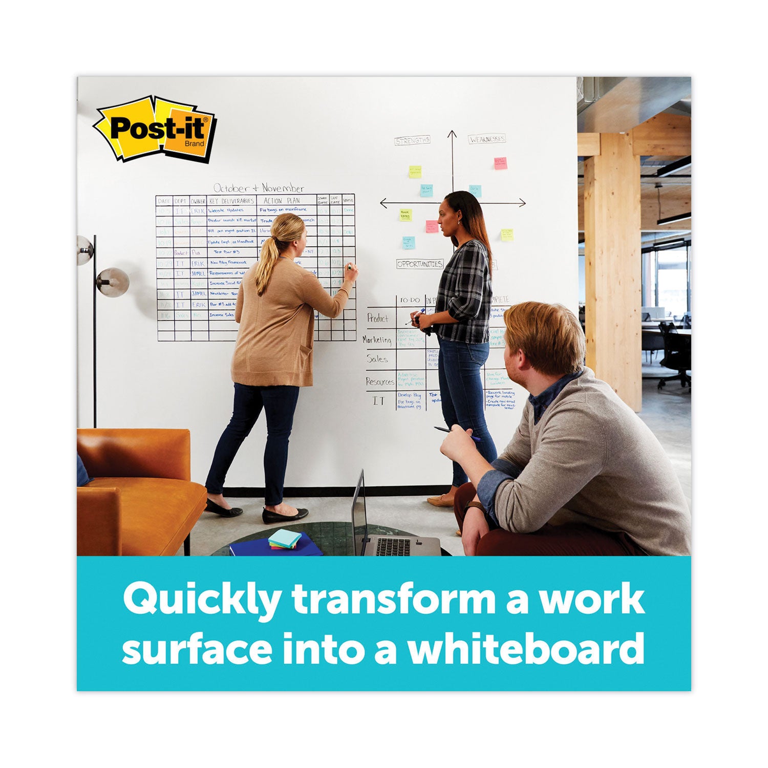 White Surface - 48" (4 ft) Width x 600" (50 ft) Length - White Film - Rectangle - Horizontal/Vertical - Tabletop, Desktop - 1 Each