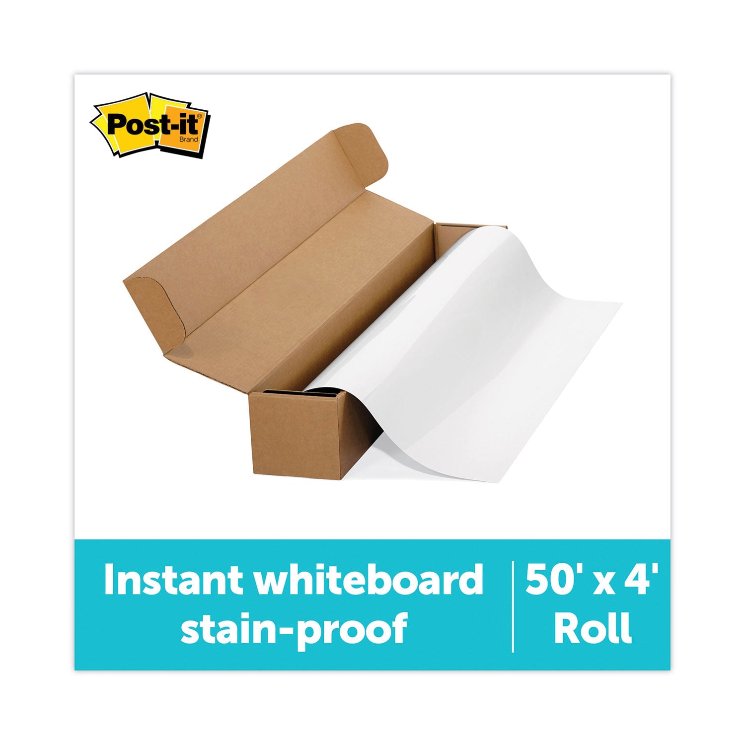 White Surface - 48" (4 ft) Width x 600" (50 ft) Length - White Film - Rectangle - Horizontal/Vertical - Tabletop, Desktop - 1 Each