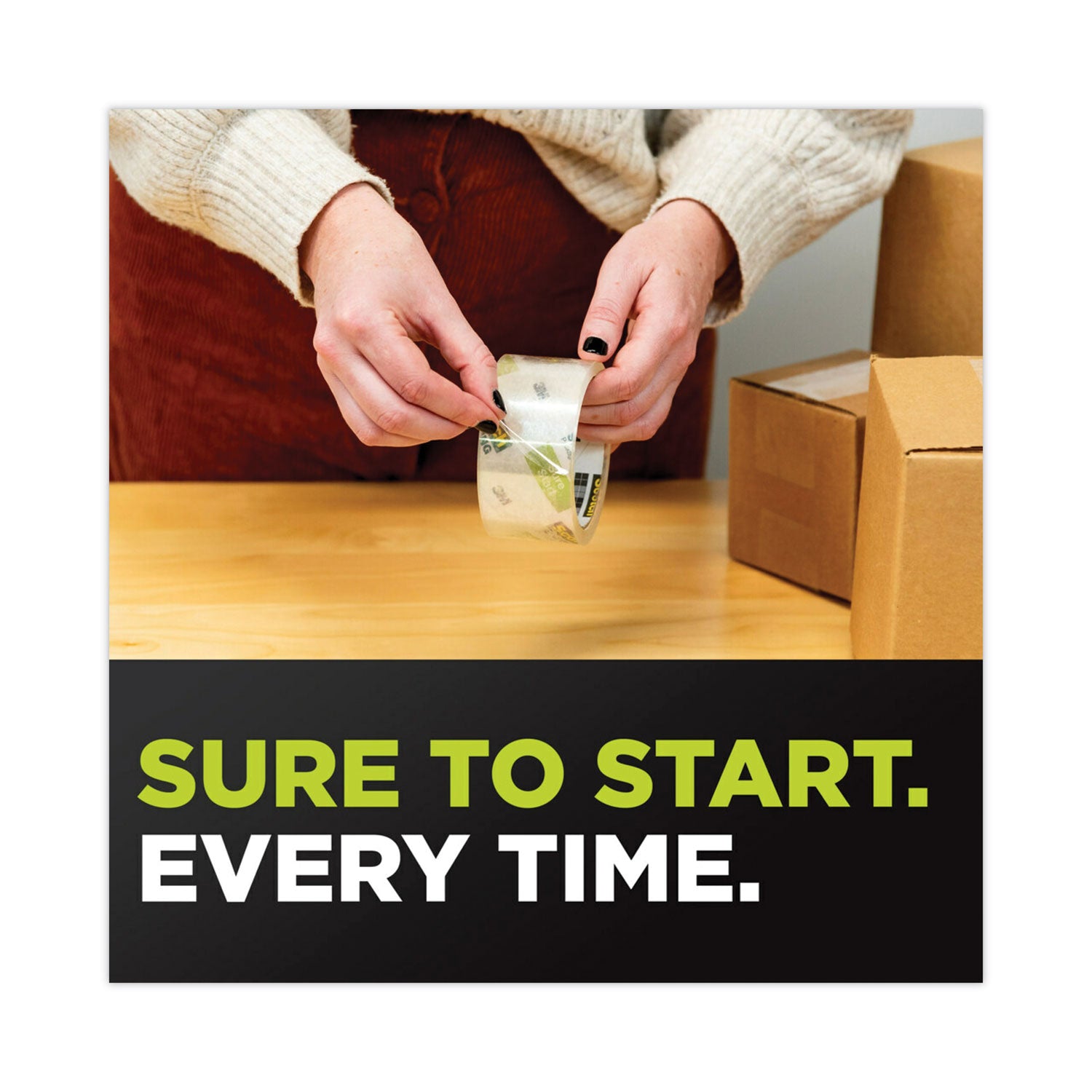 Scotch Sure Start Packaging Tape - 22.20 yd Length x 1.88" Width x 2.6 mil Thickness - 1 1/2" Core - Clear - Synthetic Rubber Resin - 1 Pack