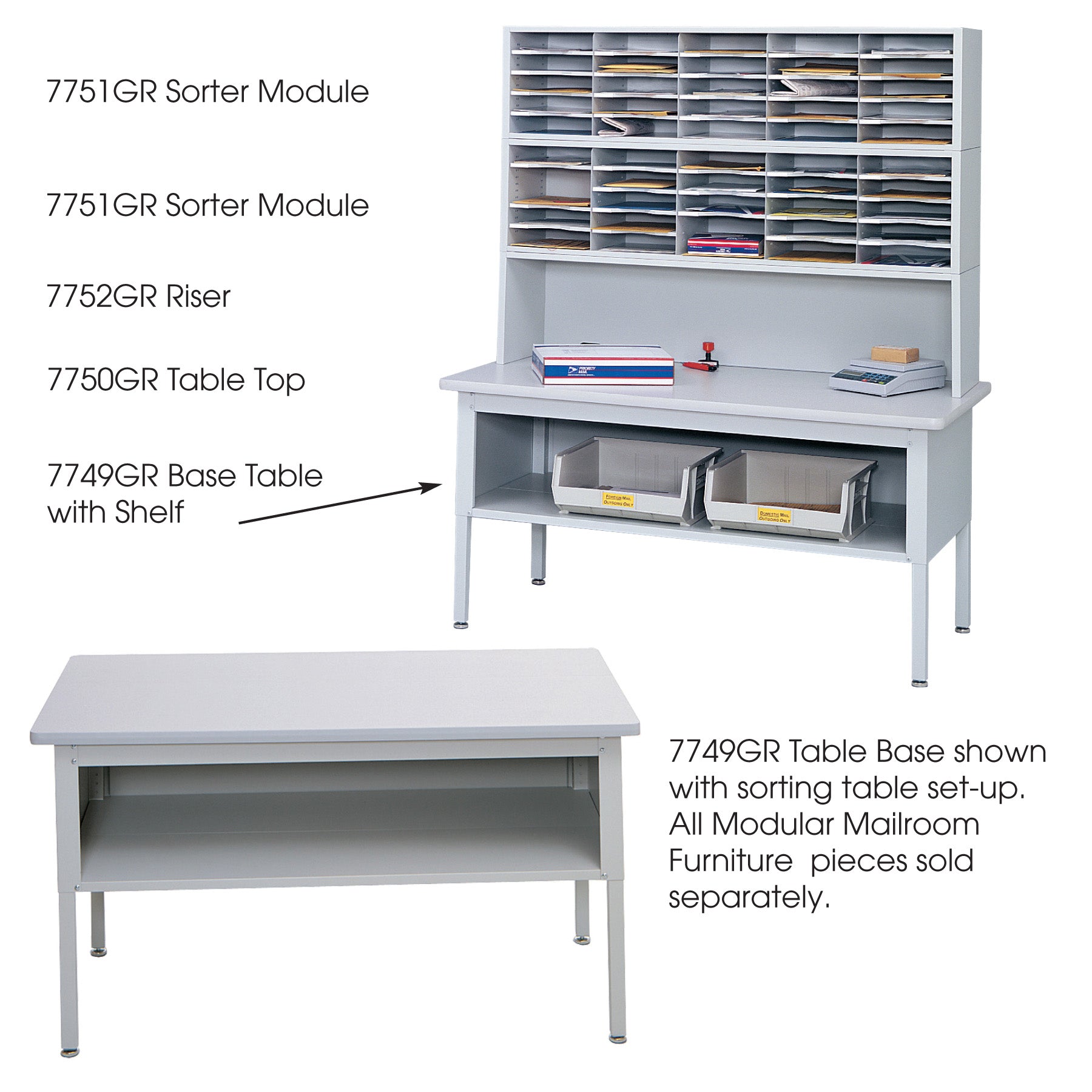Base Table Mail Sorting W Shlf
