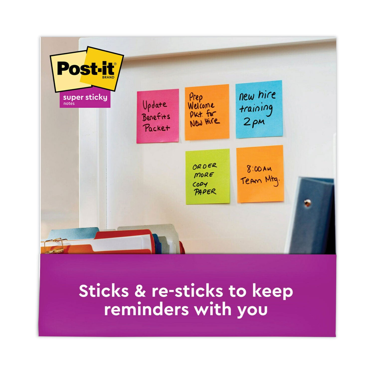 Post-it Super Sticky Dispenser Notes, Energy Boost Collection, 3" x 3", Square, 90 Sheets per Pad, 6 Pads/Pack, Vital Orange, Tropical Pink, Sunnyside, Self-adhesive, Repositionable
