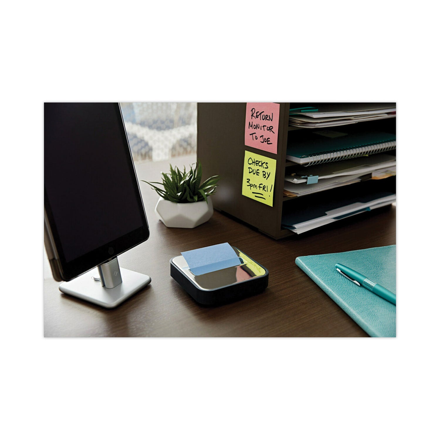 Post-it Greener Dispenser Notes, Sweet Sprinkles Color Collection, 3" x 3", 100 Sheets per Pad, 12 Pads per Pack, Positively Pink, Fresh Mint, Moonstone, Recycled Paper, Pop-up, Unruled