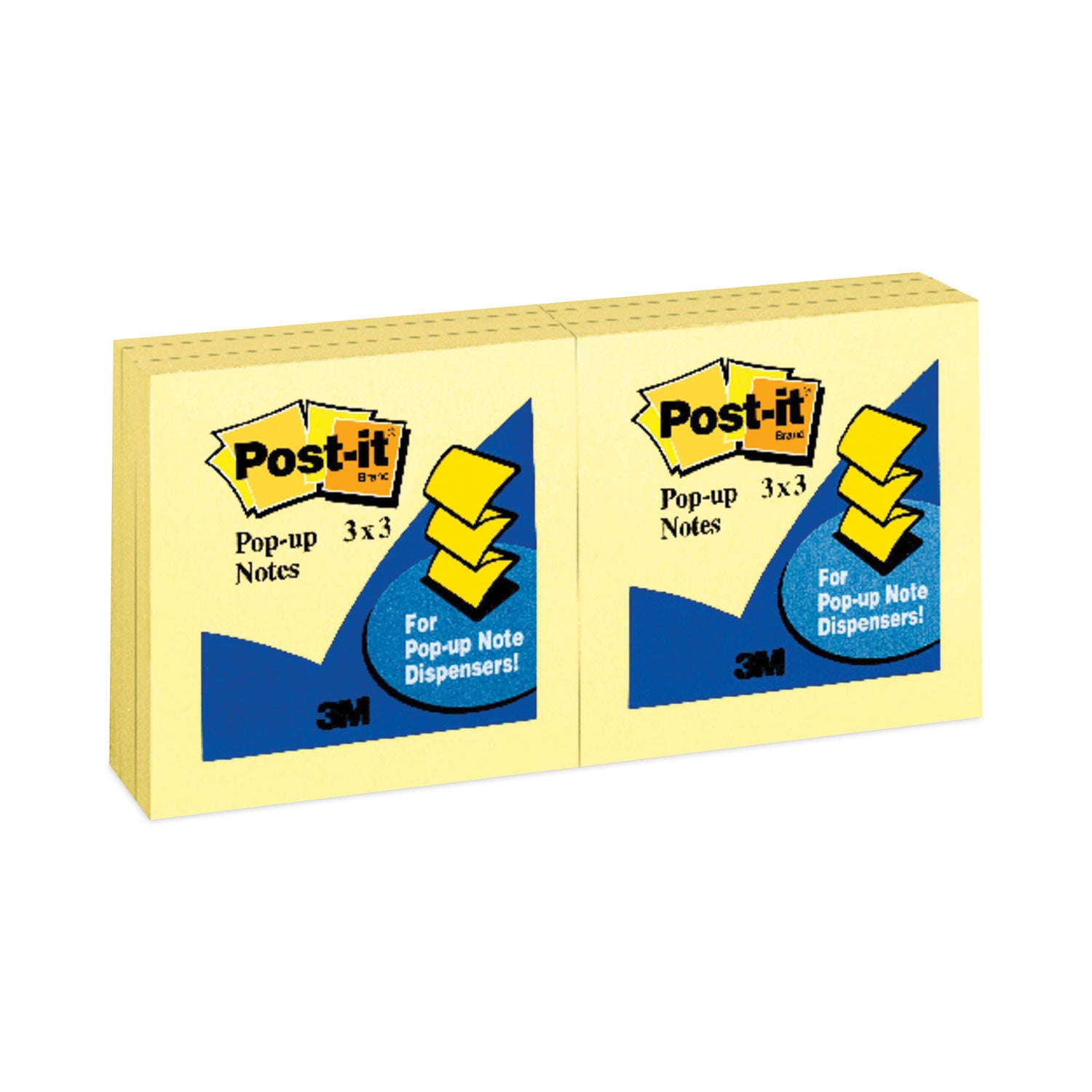 Post-it&reg; Pop-up Notes - 100 - 3" Flag/Note Width x 3" Flag/Note Length - Square - 100 Sheets per Pad - Unruled - Canary Yellow - Paper - Self-adhesive, Repositionable - 1 Pad