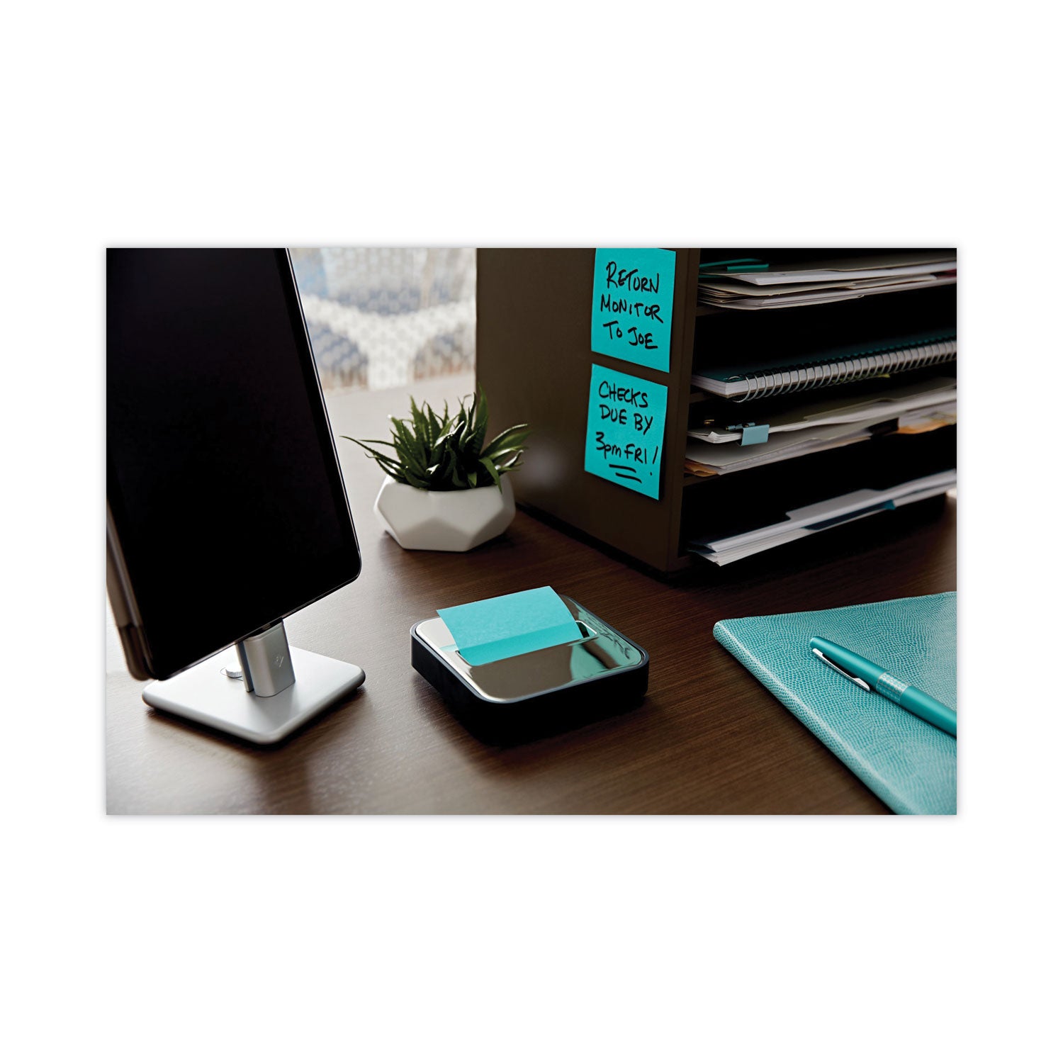 Post-it Super Sticky Dispenser Notes, Supernova Neons Color Collection, 3" x 3", 540 Multicolor Notes (Aqua Splash, Acid Lime, Guava), 90 Sheets per Pad, 1 Pack