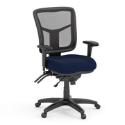 OfficeSource CoolMesh Multi Function, Mid Back Chair with Seat Slider and Black Frame - Navy Blue Fabric