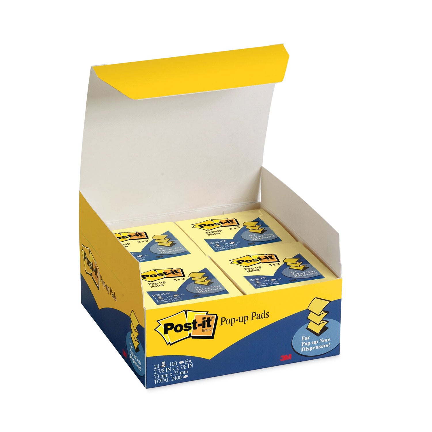 2400 - 3" Flag/Note Width x 3" Flag/Note Length - Square - 100 Sheets per Pad - Unruled - Canary Yellow - Paper - Self-adhesive, Repositionable - 24 / Pack