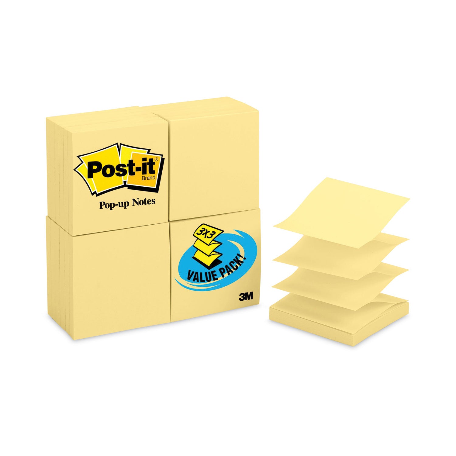 2400 - 3" Flag/Note Width x 3" Flag/Note Length - Square - 100 Sheets per Pad - Unruled - Canary Yellow - Paper - Self-adhesive, Repositionable - 24 / Pack