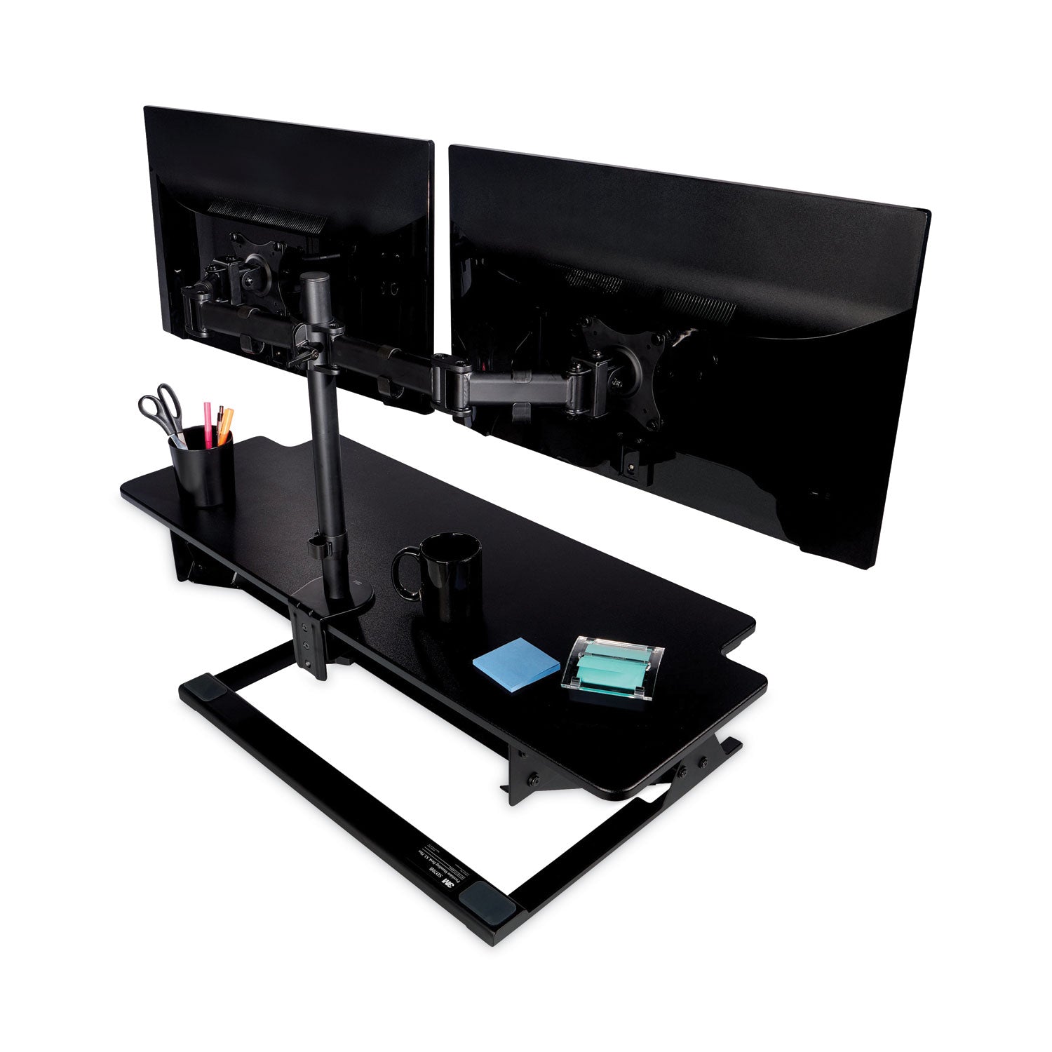 3M Precision Standing Desk - Up to 24" Screen Support - 45 lb Load Capacity - 6.20" Height x 42" Width x 23.20" Depth - Medium Density Fiberboard (MDF) - Black