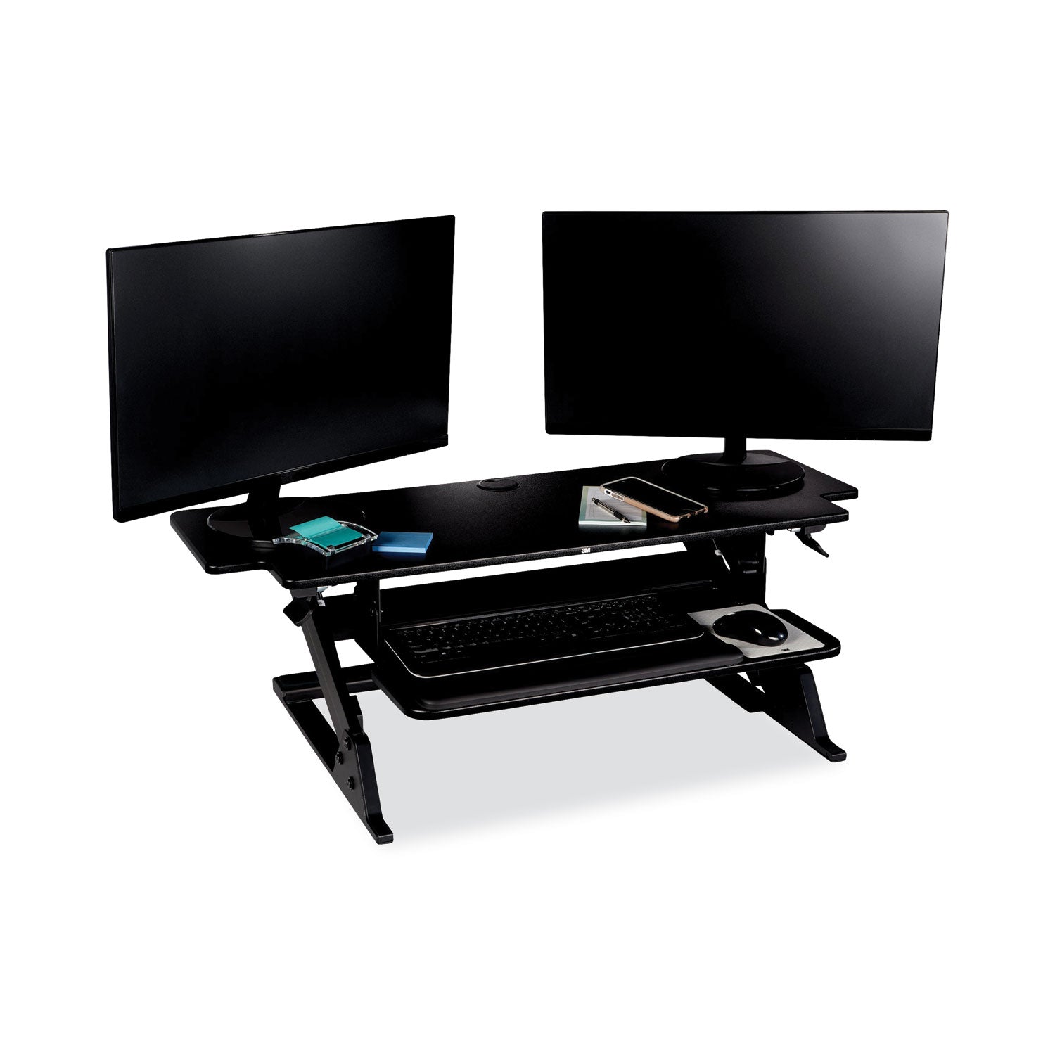 3M Precision Standing Desk - Up to 24" Screen Support - 45 lb Load Capacity - 6.20" Height x 42" Width x 23.20" Depth - Medium Density Fiberboard (MDF) - Black