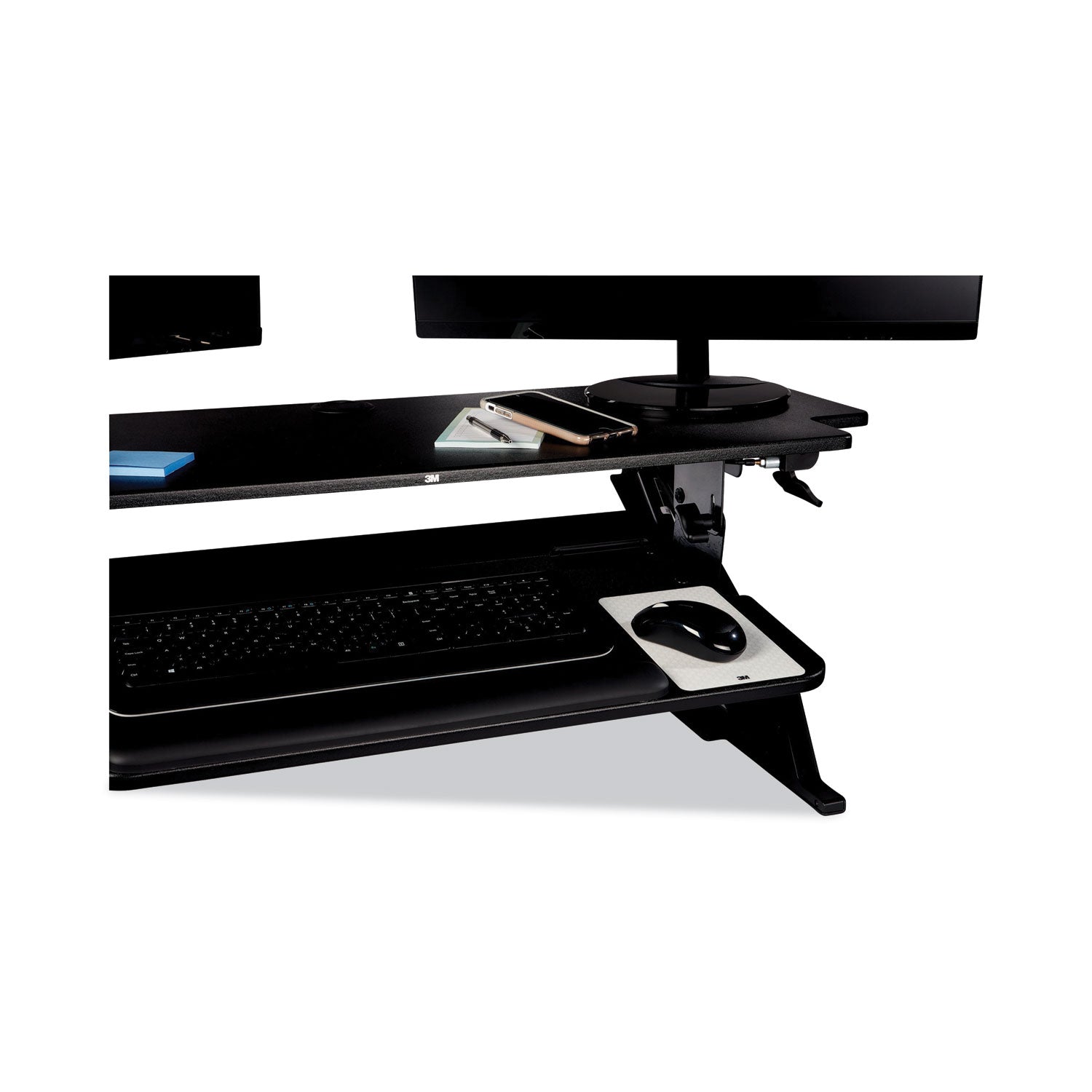 3M Precision Standing Desk - Up to 24" Screen Support - 45 lb Load Capacity - 6.20" Height x 42" Width x 23.20" Depth - Medium Density Fiberboard (MDF) - Black
