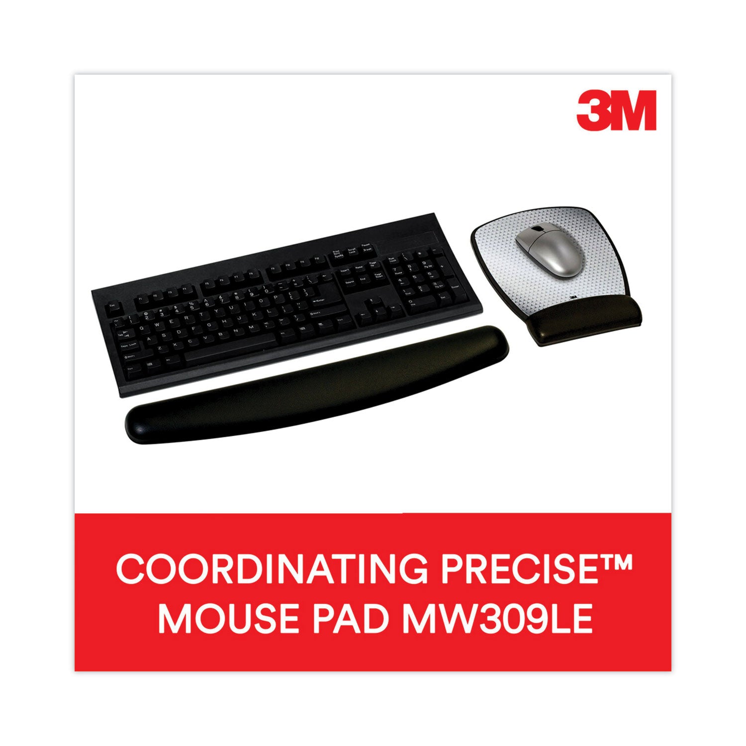 3M Gel Wrist Rest - 0.75" Height x 18" Width x 2.50" Depth - Black - 1 Each